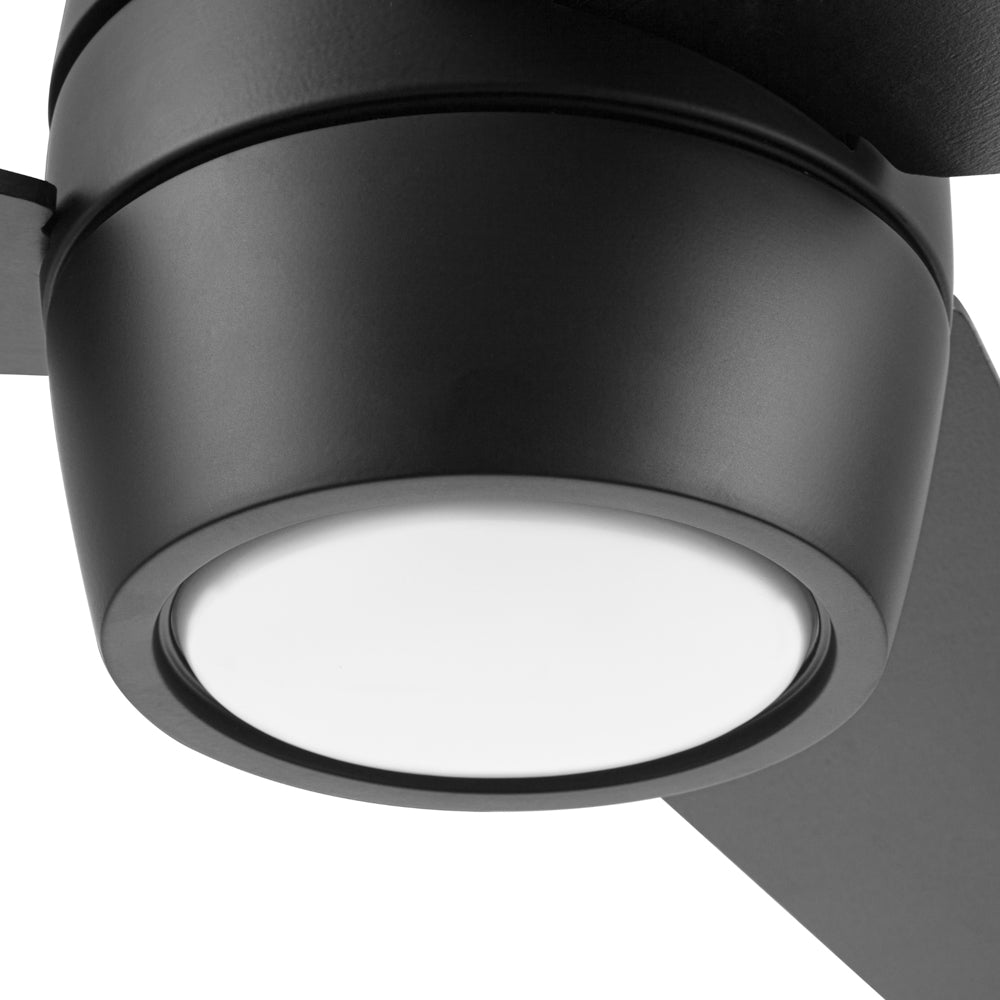 52 Inch Honeywell Eamon Matte Black Ceiling Fan with Light Kit and Remote Control - Quiet DC Motor, Energy Efficient, Perfect for Living Room, Bedroom, and Outdoor Covered Patio