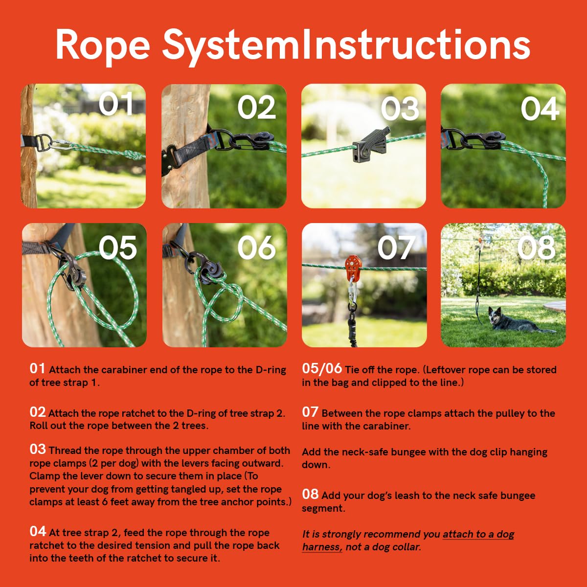 Rover Roamer Sky Track Aerial Dog Run - 50ft Portable Dog Leash for Outdoor Adventures | Durable USA-Made Dog Tether for Backyard, Camping & Hiking | Safe Freedom System for Active Dogs