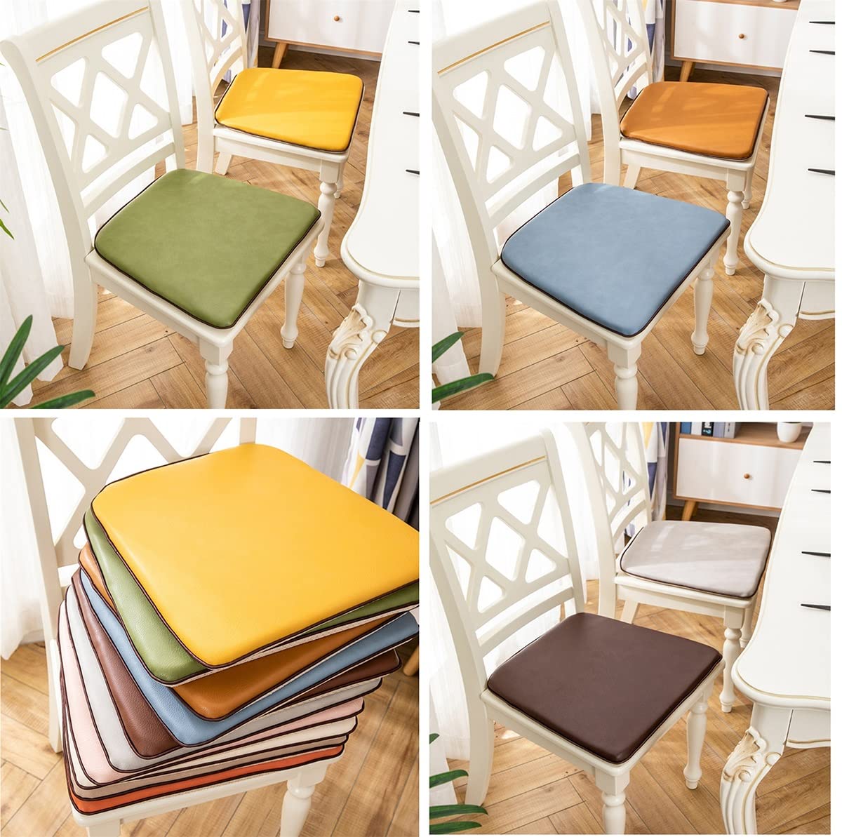 Premium Waterproof Leather Dining Chair Cushions - 1/2/4 Pack Non-Slip U-Shaped Kitchen Seat Pads (40x44cm) - Ivory White for Comfortable Dining & Kitchen Chairs - Perfect for Home, Restaurant, and Office Use