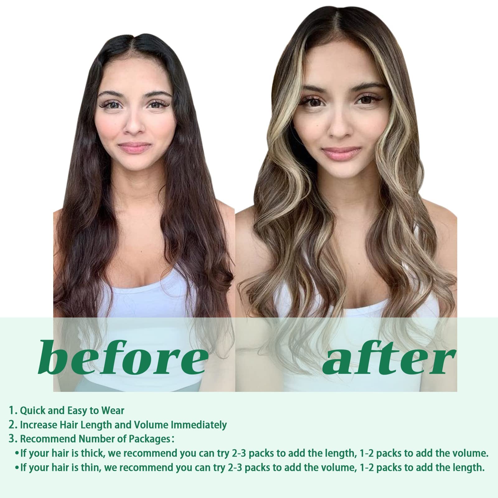 GOO GOO Clip in Hair Extensions 20inch 7Pcs - 100% Remy Human Hair Extensions for Women, Natural 4/26/4 Balayage Chocolate Brown to Honey Blonde (120g) - Perfect for Daily Styling, Parties & Special Occasions