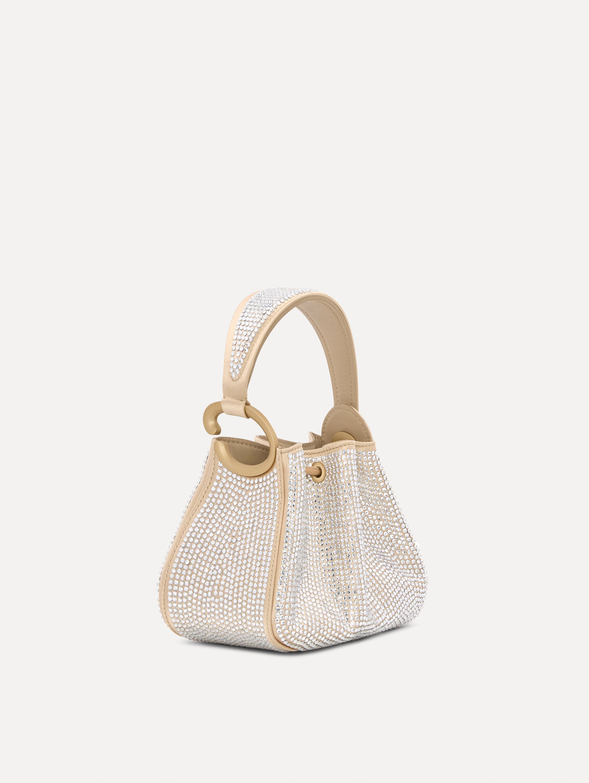 Nano Crystal Pavé O Handle Bag - Elegant Women's Evening Clutch for Parties, Weddings & Special Occasions