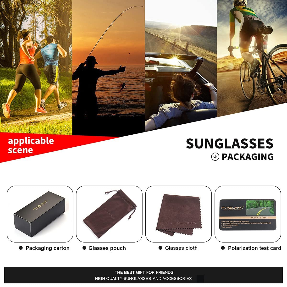 FAGUMA Polarized Sports Sunglasses for Men - UV400 Protection for Cycling, Driving, Fishing - Lightweight & Durable for Outdoor Activities
