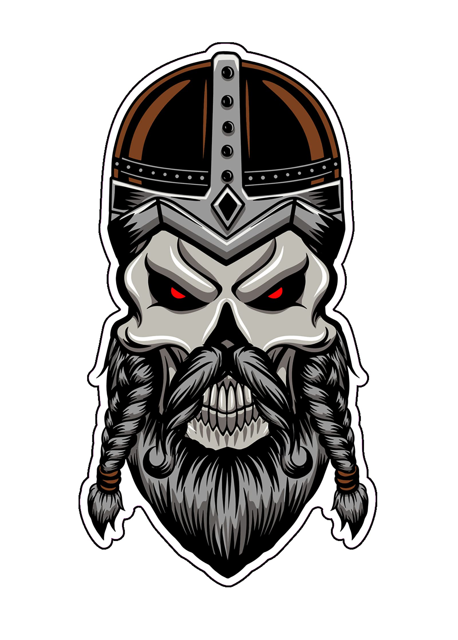 WickedGoodz Norse Viking Skull Vinyl Decal - Bearded Warrior Bumper Sticker for Laptops, Tumblers, Windows, Cars, Trucks, Walls - Perfect for Home, Office, and Outdoor Decor