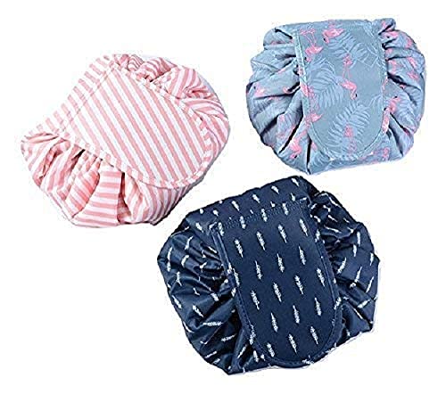 SVK Dream Portable Folding Makeup Bag - Large Capacity Cosmetic Organizer Pouch for Women | Travel Toiletry Bag with Drawstring | Perfect for Daily Use, Gym, Vacation & Business Trips