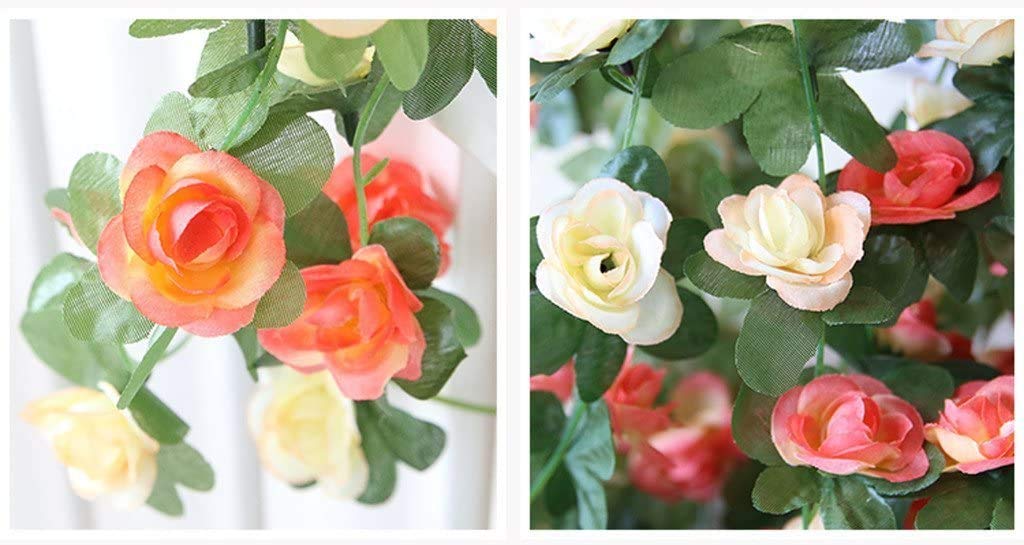 SRK 5 Pack 41 FT Artificial Rose Vine Garland - Fake Flower Hanging Decor for Wedding, Party, Home, Hotel & Office (Champagne) | Perfect for Wall Decor, Garden Craft, and DIY Art Projects