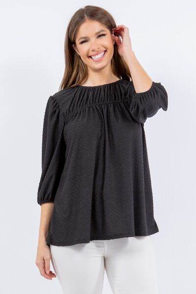 Celeste Puff Sleeve Blouse with Bow Detail - Plus Size Women's Fashion Top for Work & Special Occasions