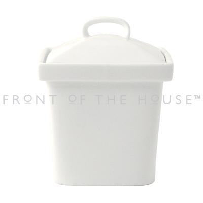 FOH Square Porcelain Pot with Lid - 3 oz Ceramic Spice Jar for Kitchen, Bathroom & Office Storage | Perfect for Salt, Pepper, Herbs & Beauty Products