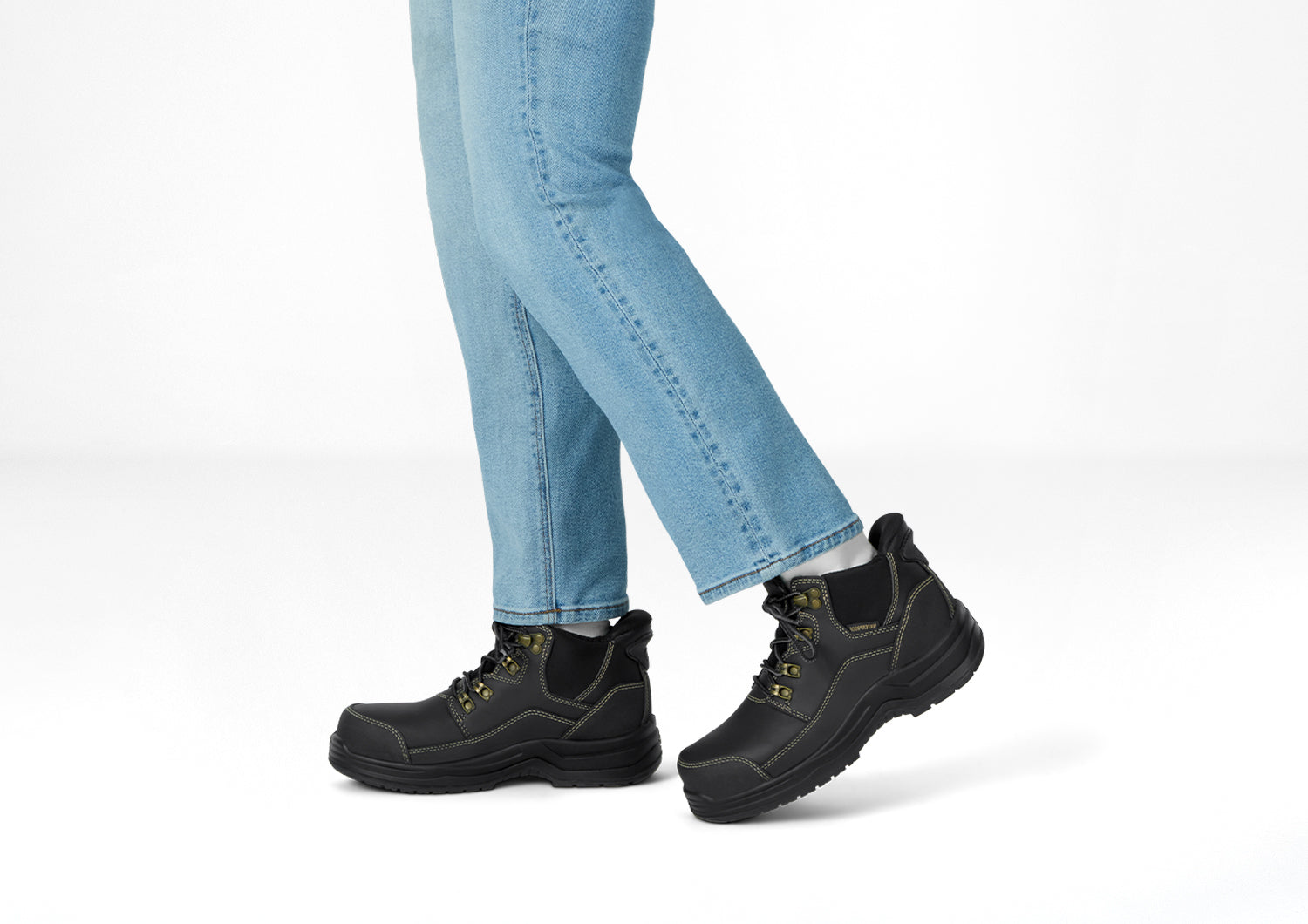 Slip-Resistant Black Quartz Hands-Free Work Boots for Men - Comfortable Safety Shoes for Construction, Warehouse & Outdoor Work