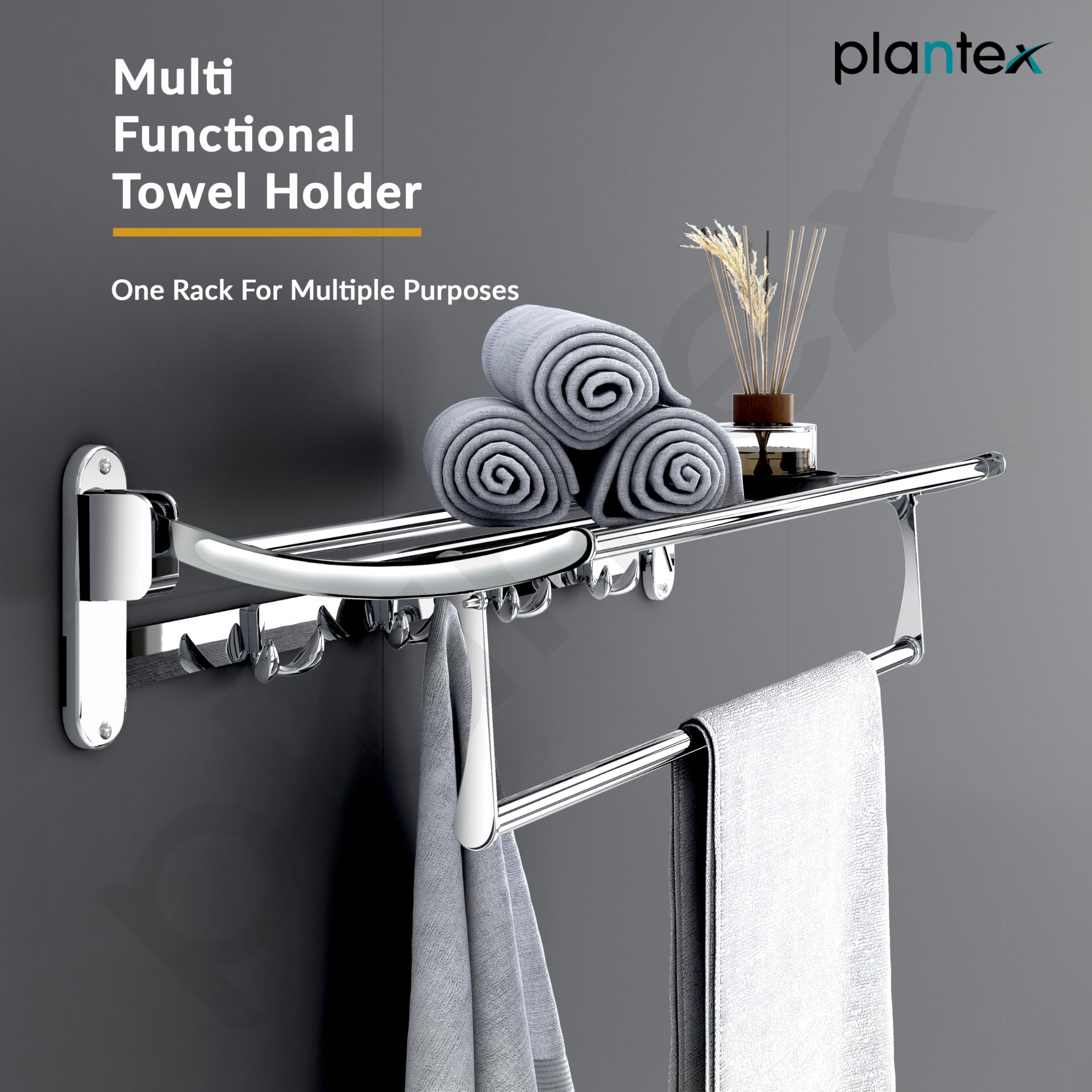Plantex 24-Inch Chrome Stainless Steel Towel Hanger - Bathroom Towel Rack, Wall Mounted Towel Holder, Durable Bathroom Accessories (Pack of 16) - Perfect for Spa, Hotel, Gym & Home Bathroom Organization