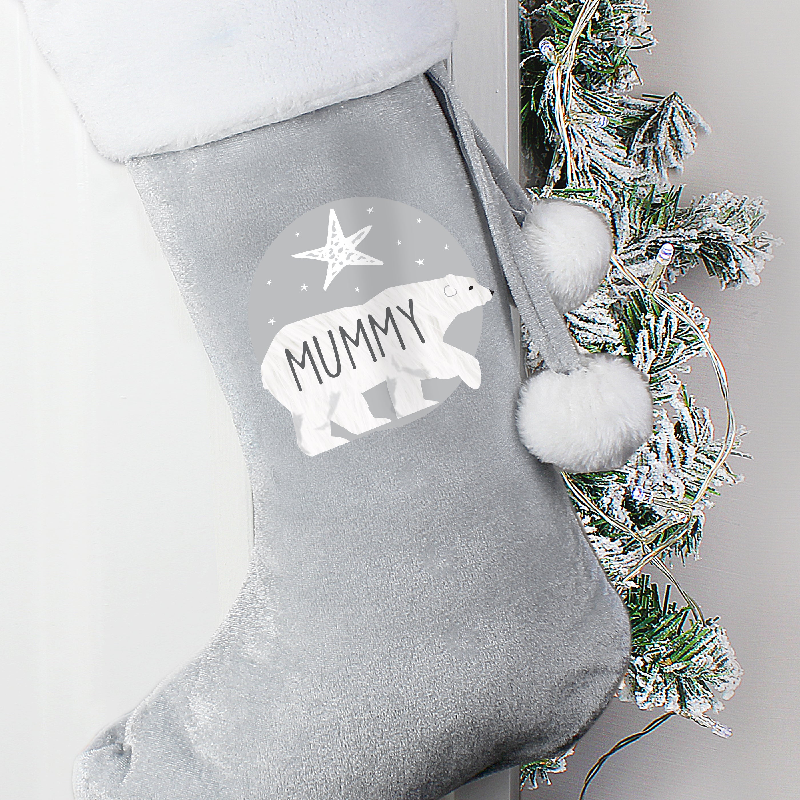 Personalized Luxury Silver Grey Christmas Stocking - 6 Elegant Designs for Holiday Decor & Gift Giving | Perfect for Fireplace Mantel, Bedroom Decor, and Christmas Party Favors