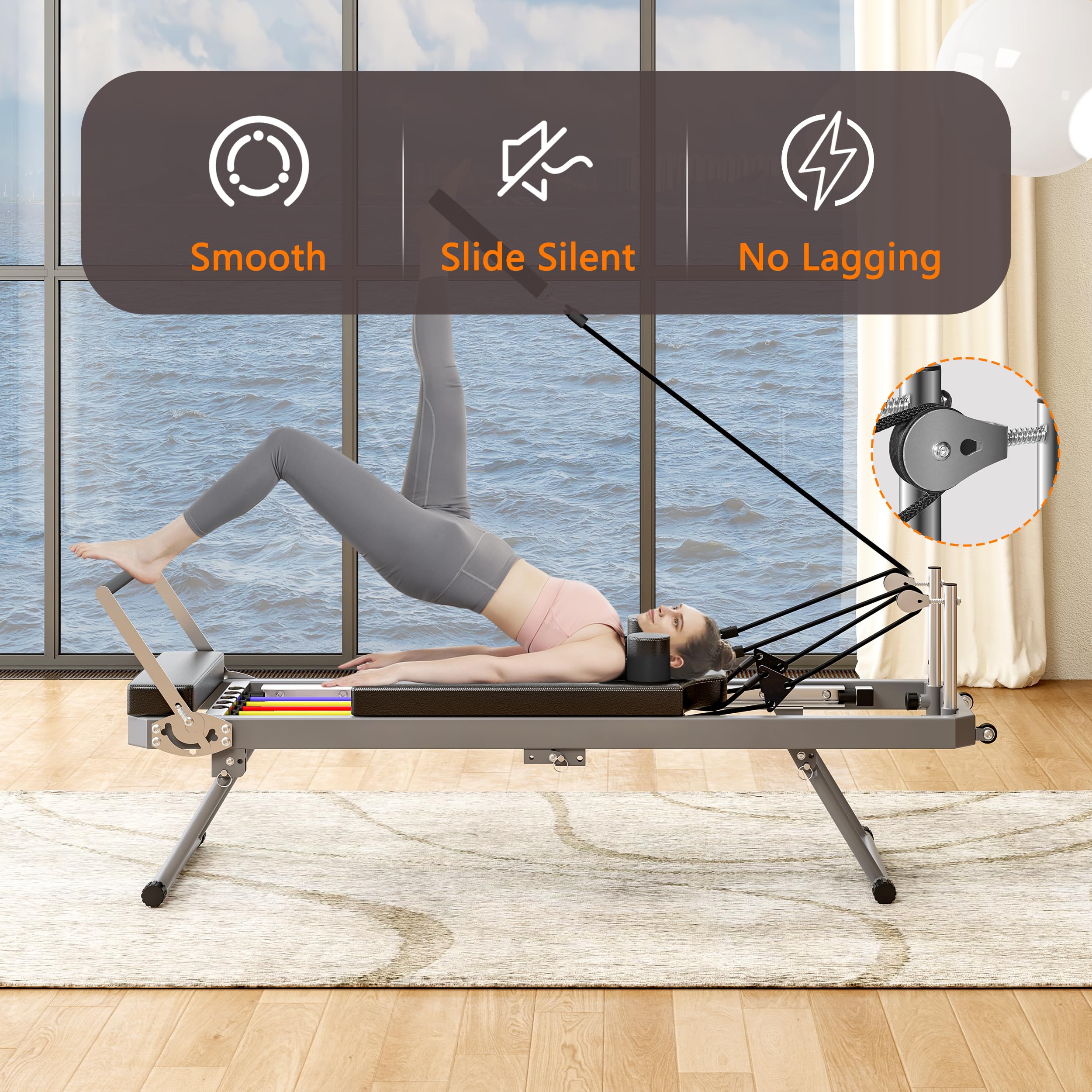Foldable SogesPower Pilates Reformer Machine for Home Gym - 330lbs Weight Capacity with High Strength Alloy Springs - Perfect for Beginners & Full-Body Workouts - Ideal for Home Fitness, Pilates Studios & Physical Therapy