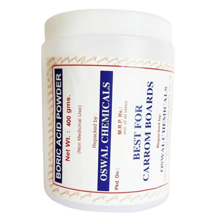 Oswal's Premium Boric Acid Powder for Carrom Board - 400g White (OSWP_011) | Improves Game Performance & Reduces Friction | Perfect for Carrom, Snooker & Board Games