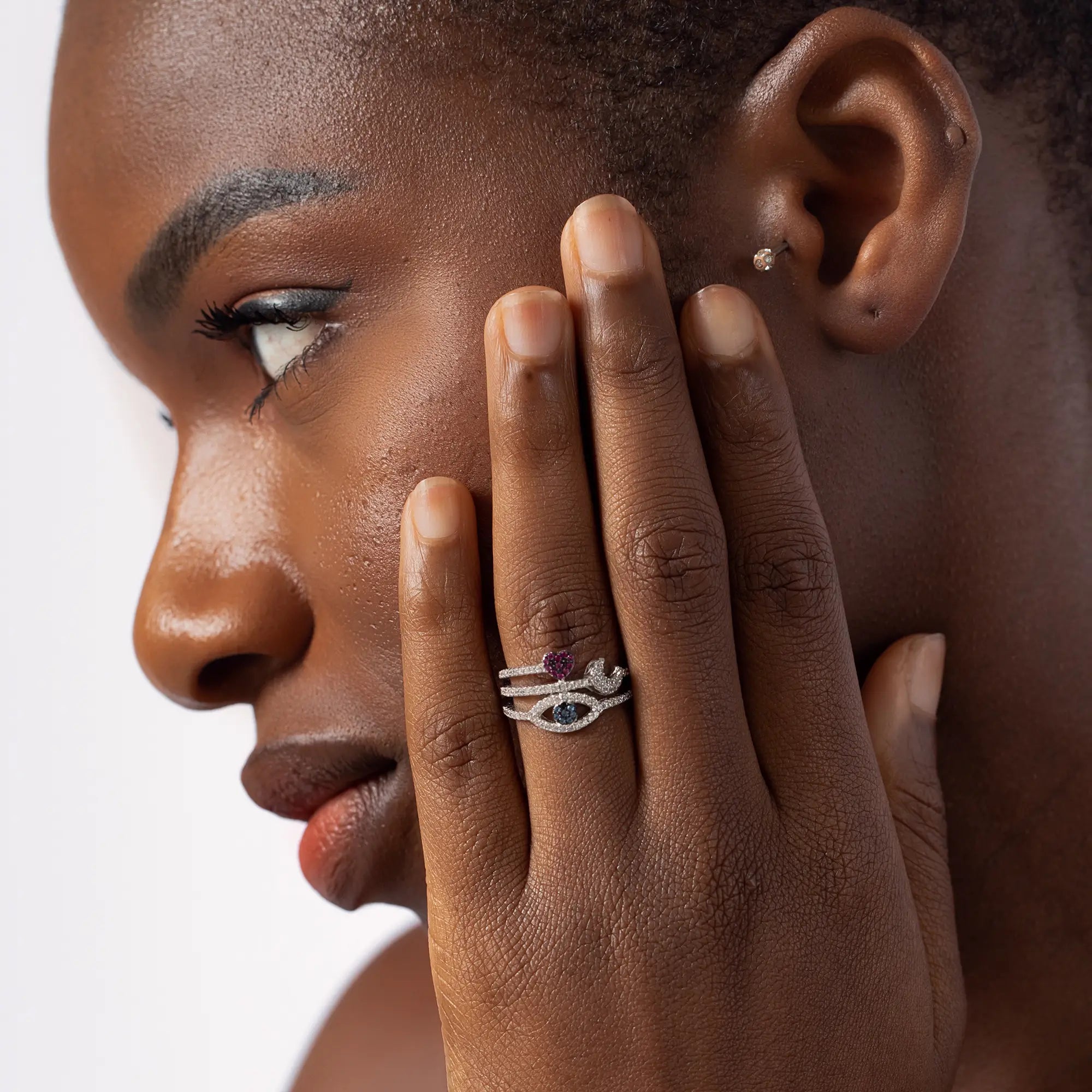 Evil Eye Protection Ring with Heart Design - Spiritual Jewelry for Women & Men - Perfect for Everyday Wear, Gifts & Positive Energy
