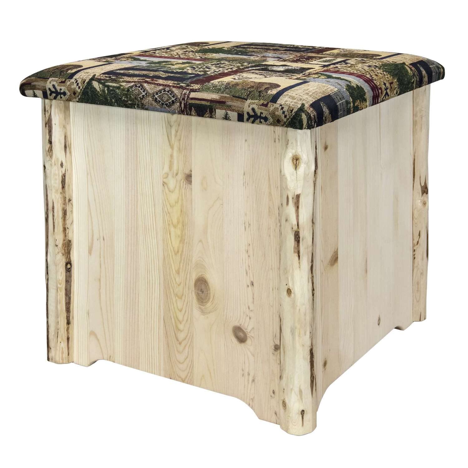 Montana Woodworks Upholstered Storage Ottoman with Ready-to-Finish Design - Perfect for Living Room, Bedroom & Home Office Organization