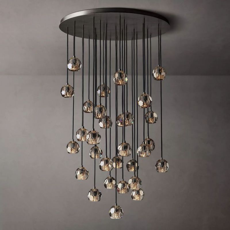 Crystal Ball Cluster Round Chandelier - 40 Inch Modern Ceiling Light Fixture for Dining Room, Living Room, Bedroom & Entryway