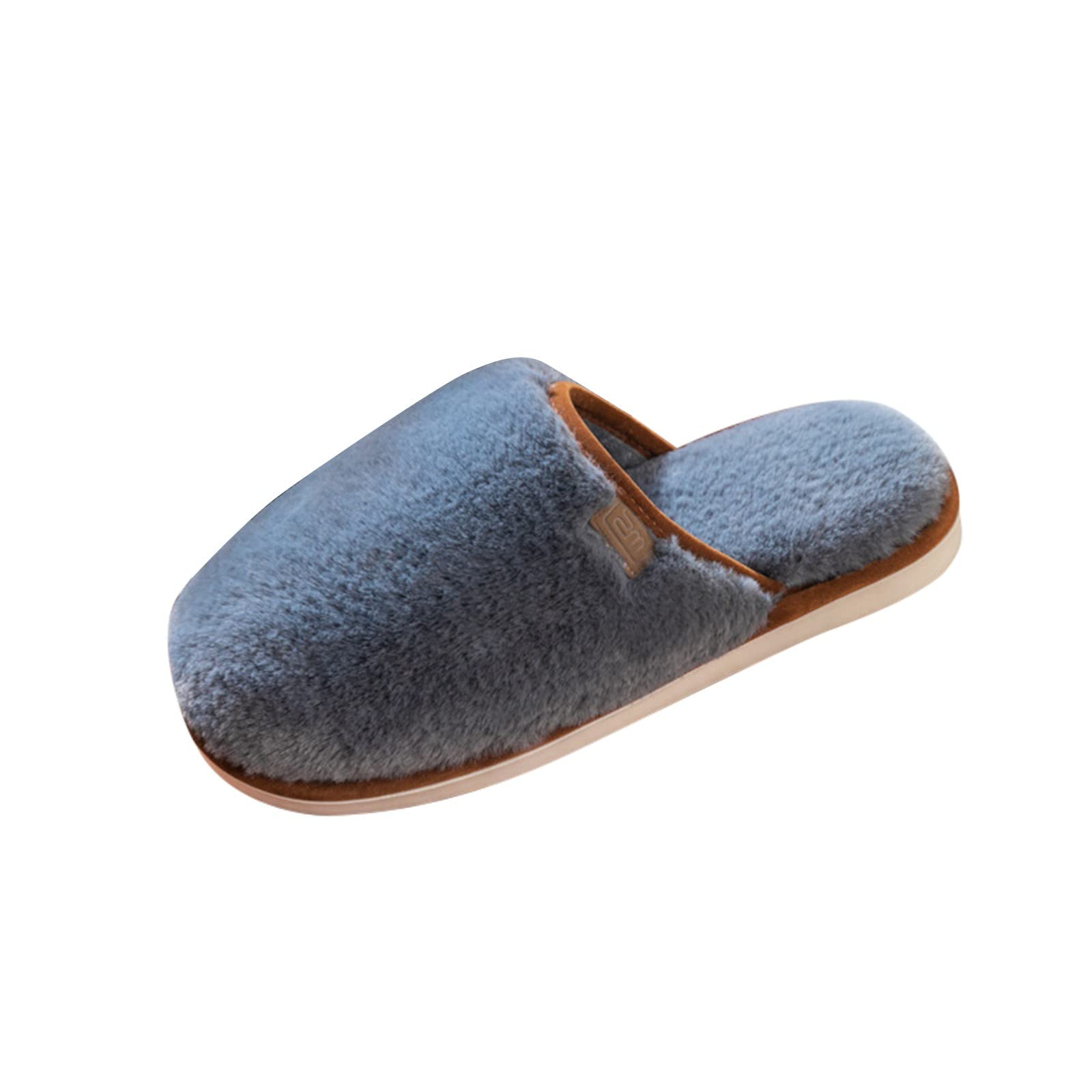 Men's Solid Color Closed-Toe Cotton Plush Slippers - Warm Winter & Autumn House Shoes for Couples | Cozy Indoor & Outdoor Home Wear | Perfect Gift for Dad & Husband