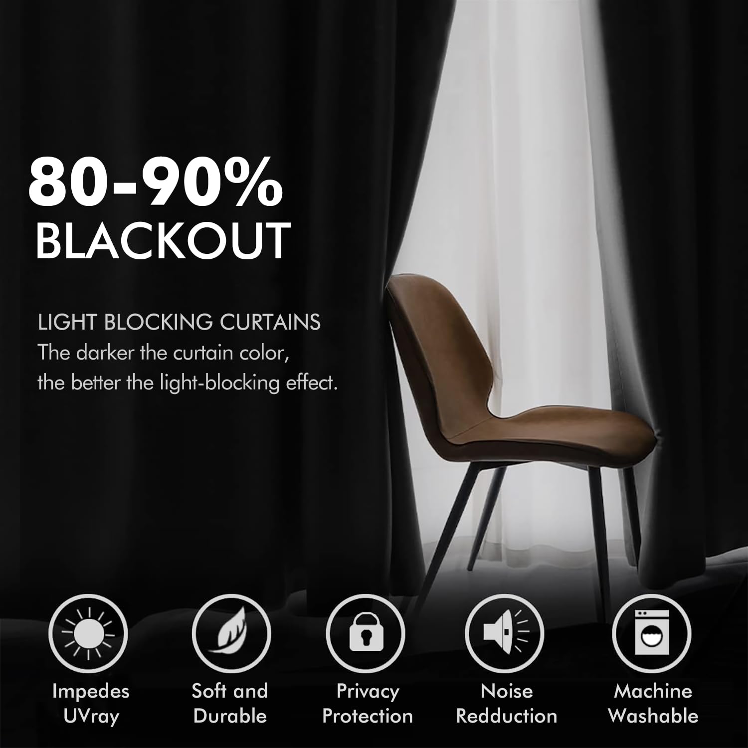 MIULEE Black Velvet Curtains 63 Inch Length - Room Darkening Blackout Curtains with Grommet Top for Bedroom & Living Room - Light Blocking, Thermal Insulating, Soundproof Window Treatment (Set of 2 Panels) - Perfect for Home Theater, Nursery & Office Privacy