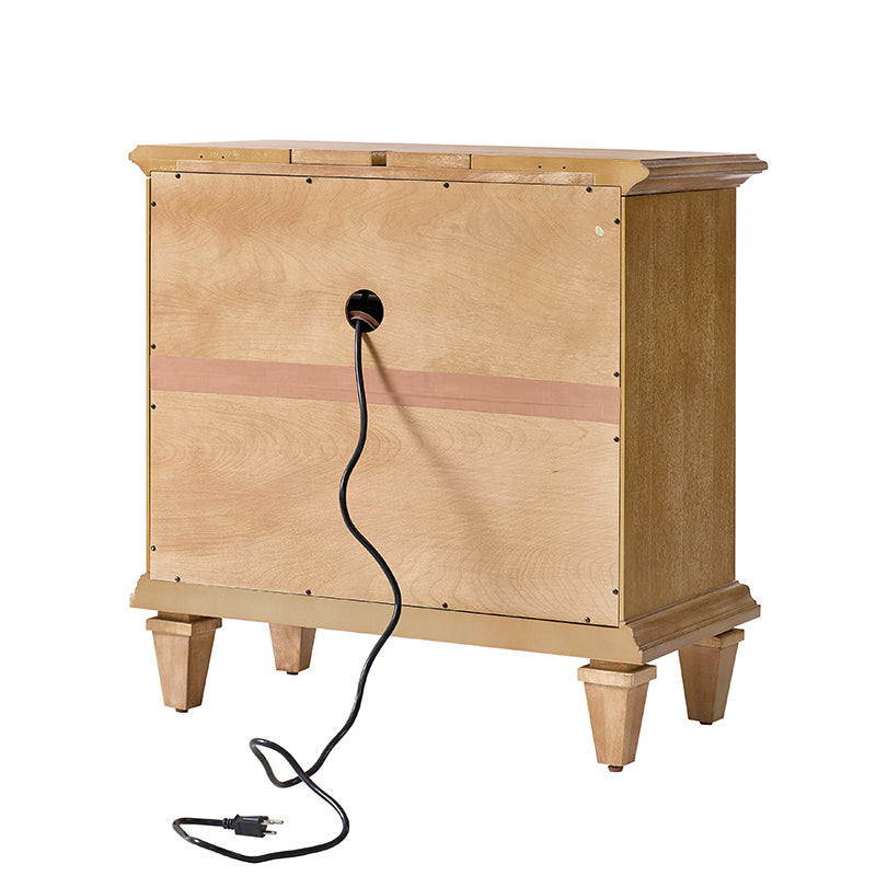 3-Drawer Nightstand with Built-In USB Outlets & Power Strip - Modern Bedside Table for Charging Devices - Perfect for Bedrooms, Guest Rooms & Small Spaces