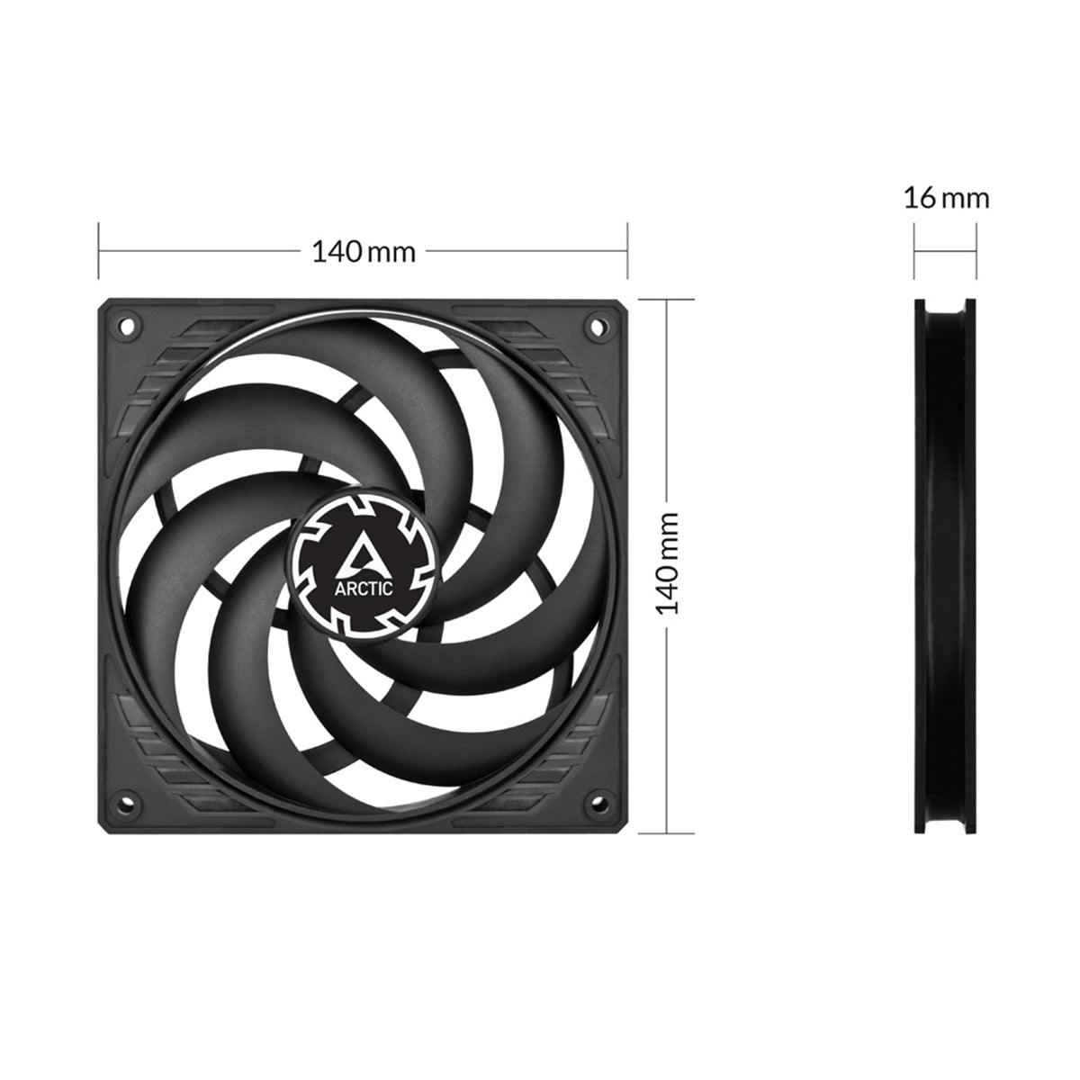 Arctic P14 Slim PWM PST 140mm Low Profile High Performance PC Cooling Fan - Black | Perfect for Gaming Rigs, Workstations & Silent PC Builds