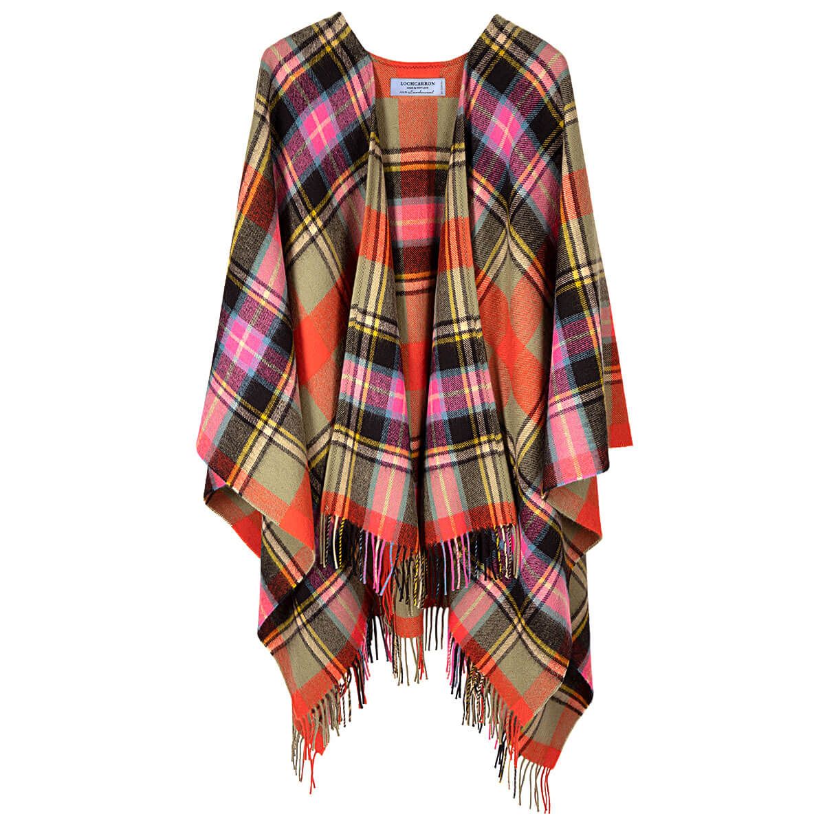 Alice Bruce of Kinnaird Ancient Tartan Lambswool Serape Wrap - Premium Scottish Wool Shawl for Women - Perfect for Fall Fashion, Outdoor Adventures & Cozy Home Wear