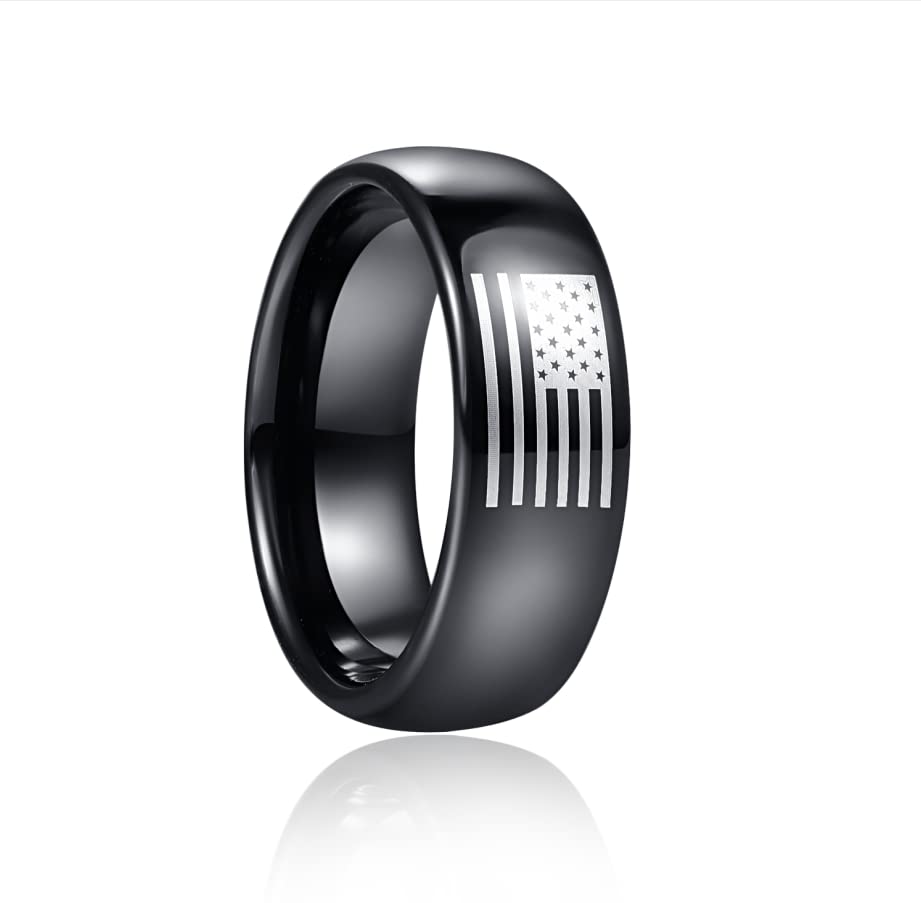 8mm Black Tungsten Carbide Wedding Band for Men - Comfort Fit Ring, Durable & Scratch Resistant - Perfect for Engagement, Anniversary & Everyday Wear