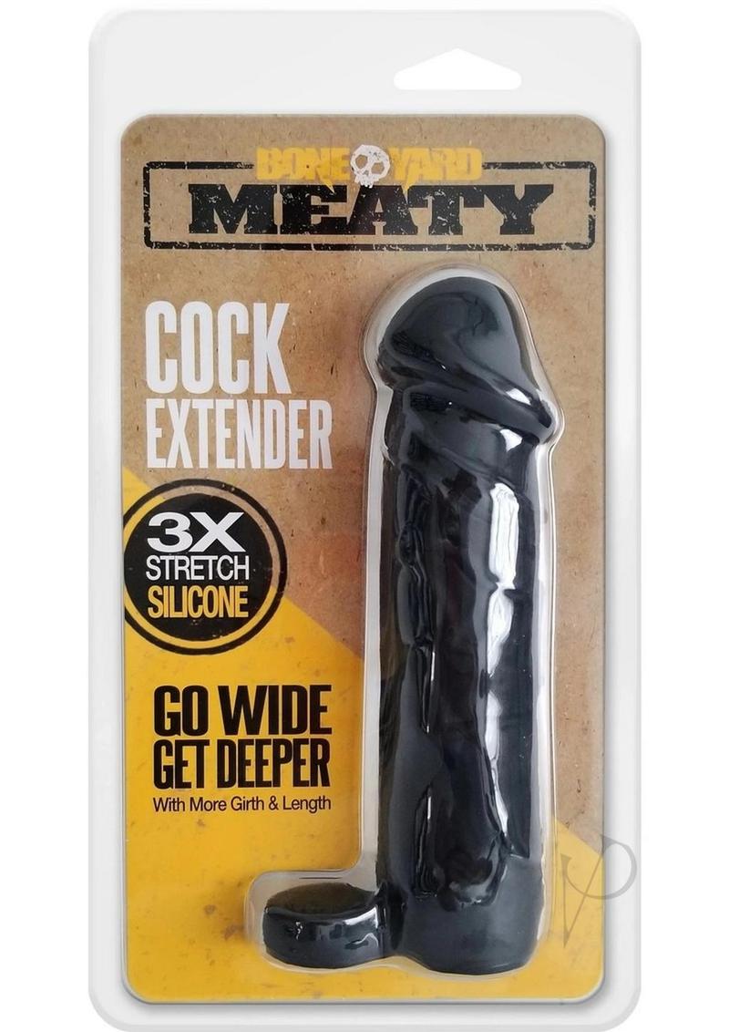 Boneyard Meaty 3X Stretch Silicone Penis Extender 6.5 Inch Black - Realistic Enhancer for Couples & Adult Play