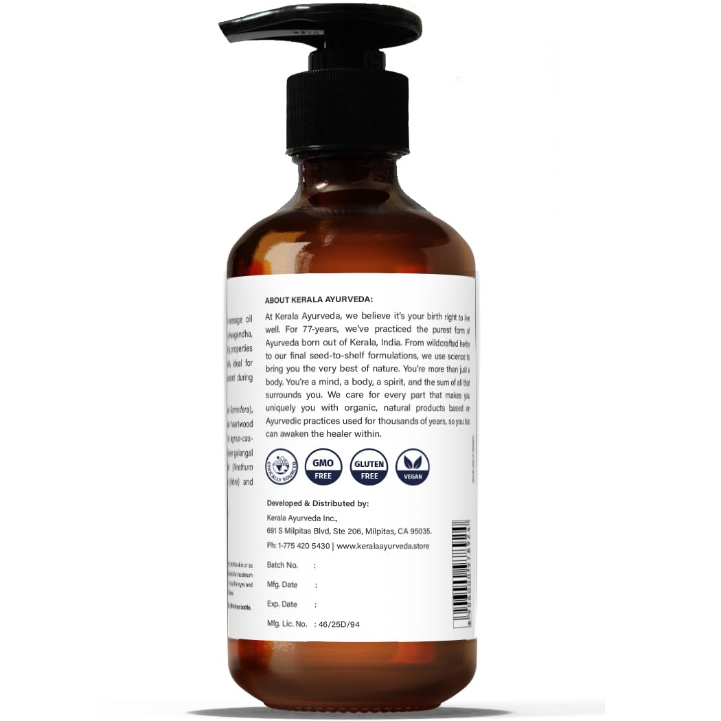 Kerala Ayurveda Lakshadi Thailam - Natural Children's Daily Massage Oil for Healthy Joints & Bone Development, 6.8 Fl Oz - Perfect for Baby Care, Toddler Wellness & Relaxation Before Bedtime