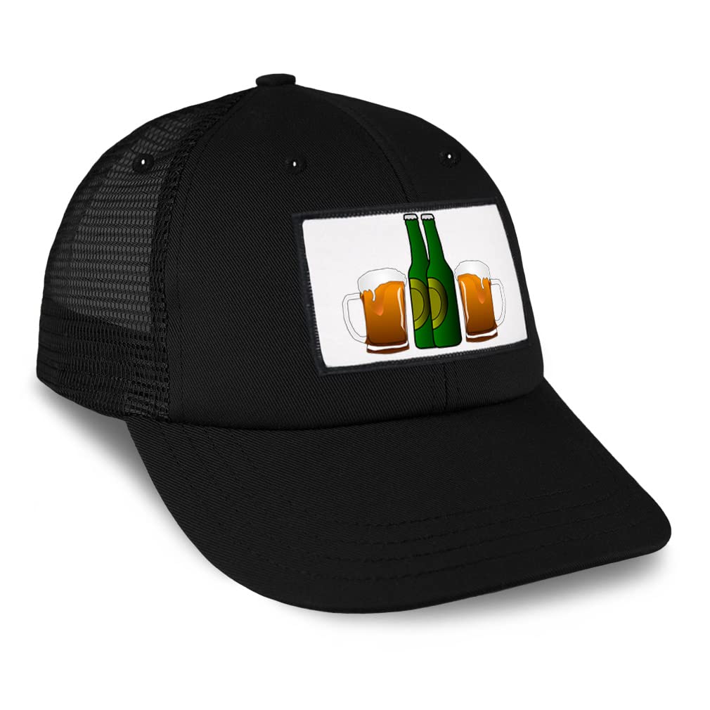 Speedy Pros Patch Hat - Adjustable Trucker Baseball Cap with Beer Bottle & Food Design - Perfect for Beer Lovers, Outdoor Events & Casual Wear