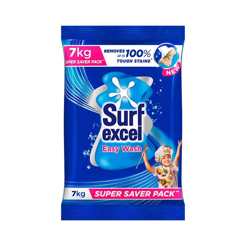Surf Excel Easy Wash Detergent Powder 7kg | Superfine Laundry Detergent | Fast Dissolving & Tough Stain Remover | Works in All Washing Machines | Perfect for Daily Laundry & Deep Cleaning
