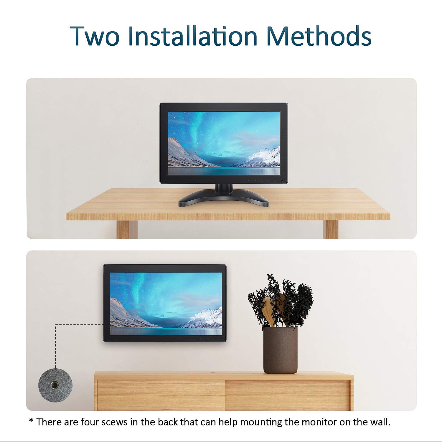 11.6 Inch Full HD 1080p Security Monitor - Compact Touch Screen Display with HDMI/VGA/USB Ports, Built-in Dual Speakers for Raspberry Pi, PC, Laptop & Mobile Phone - Ideal for Surveillance Systems, Digital Signage & Home Office Setup