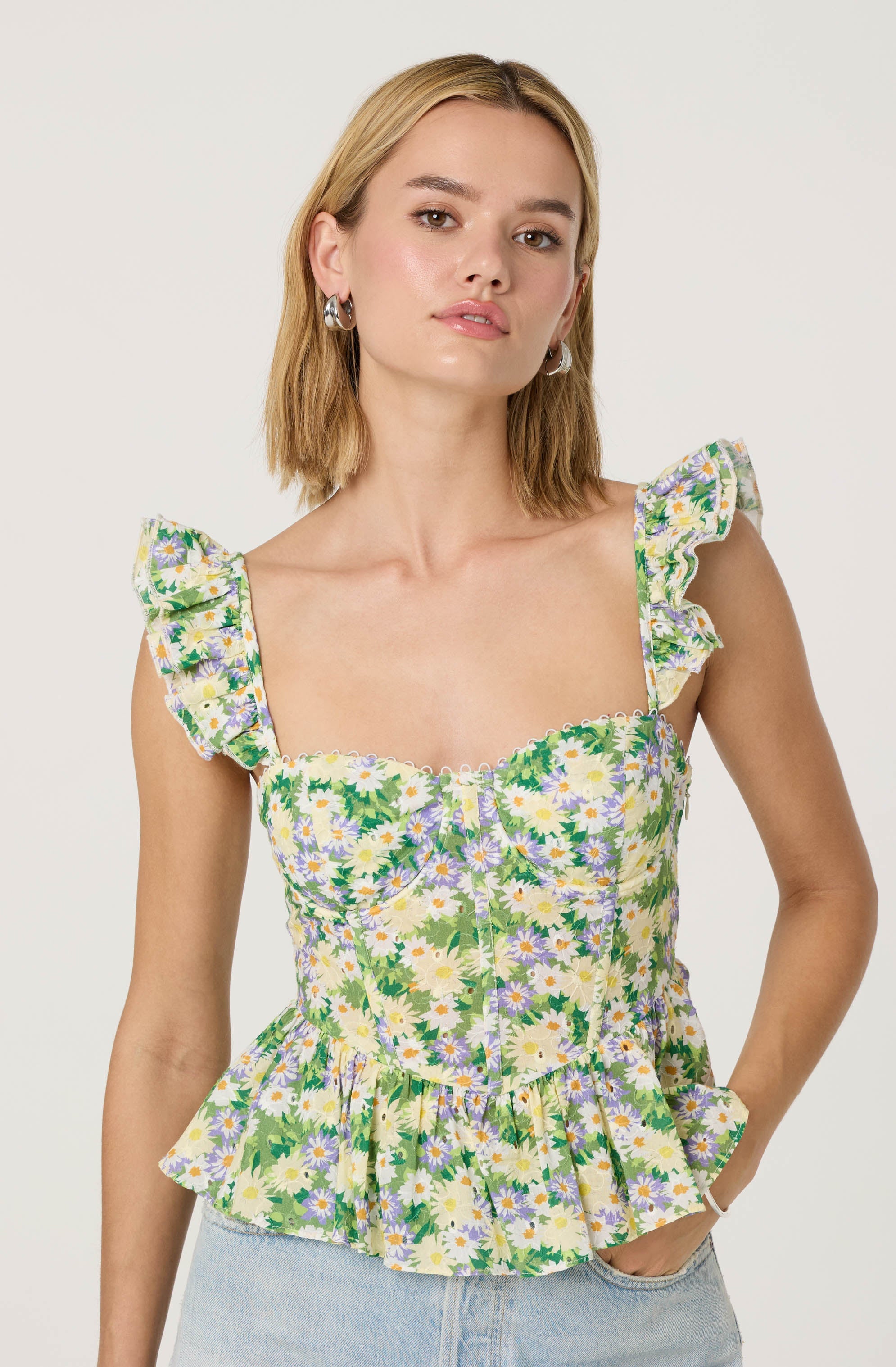 Baylin Floral Peplum Top for Women - Elegant Ruffled Blouse with Floral Print | Perfect for Spring Outfits, Date Nights & Office Wear