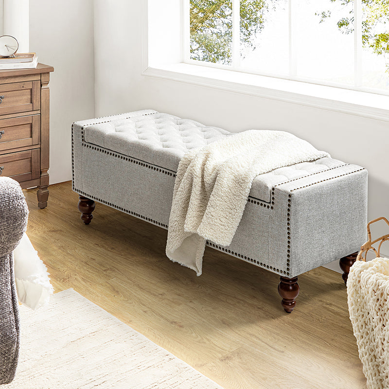 Eugen Upholstered Flip Top Storage Bench - Stylish Ottoman with Hidden Storage for Bedroom, Living Room & Entryway - Perfect for Seating, Storage & Home Decor