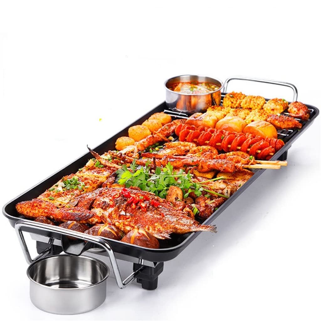 Non-Stick Electric BBQ Grill - Smokeless Indoor/Outdoor Barbecue Machine with Adjustable Temperature | Perfect for Backyard Parties, Camping & Family Gatherings | Household Electric Grill Oven Cooking Tool
