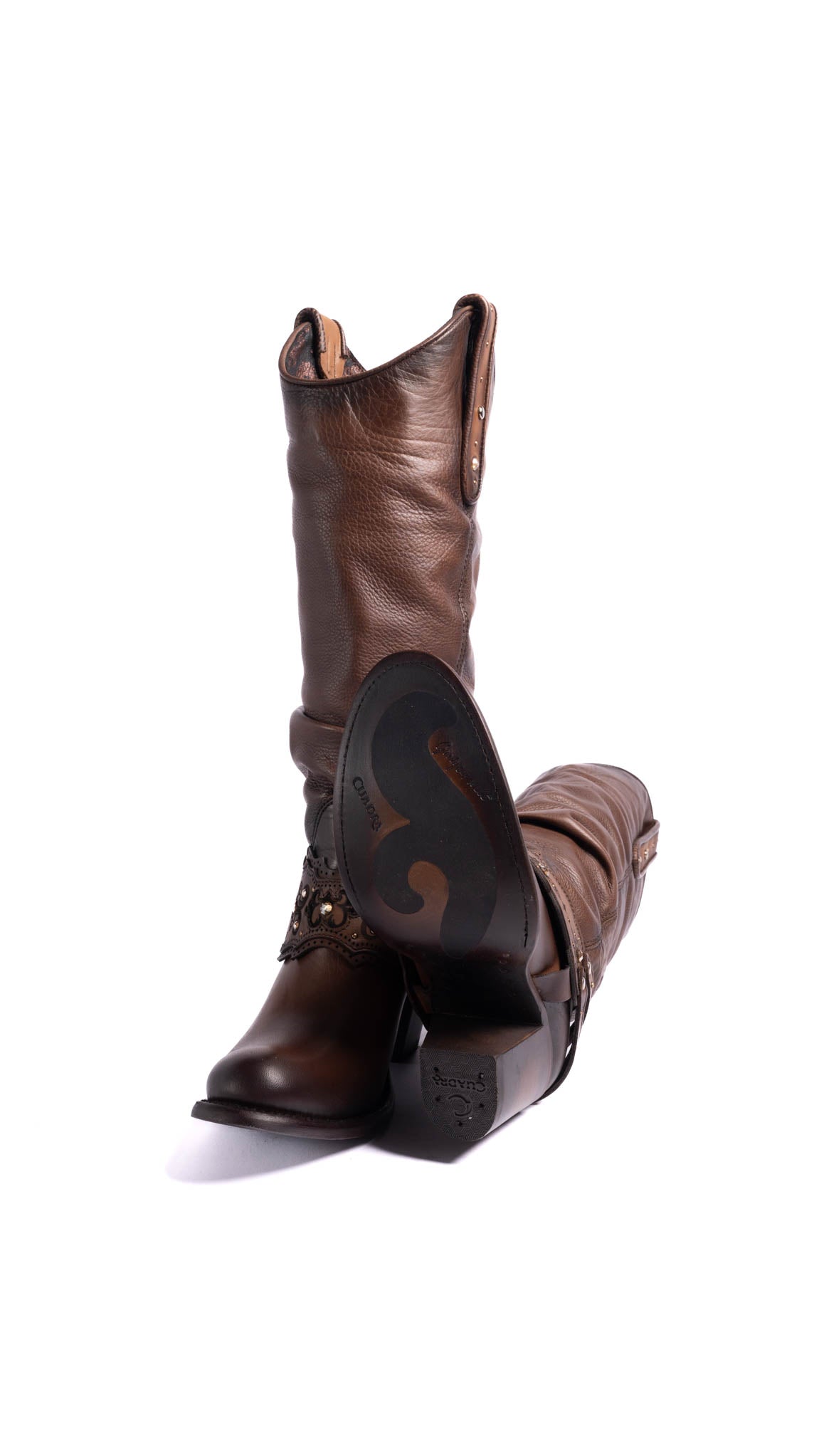 Women's Cuadra CU581 LD Moroni Moka Laser & Crystal Embellished Round Toe Boots - Perfect for Evening Parties, Date Nights & Special Occasions