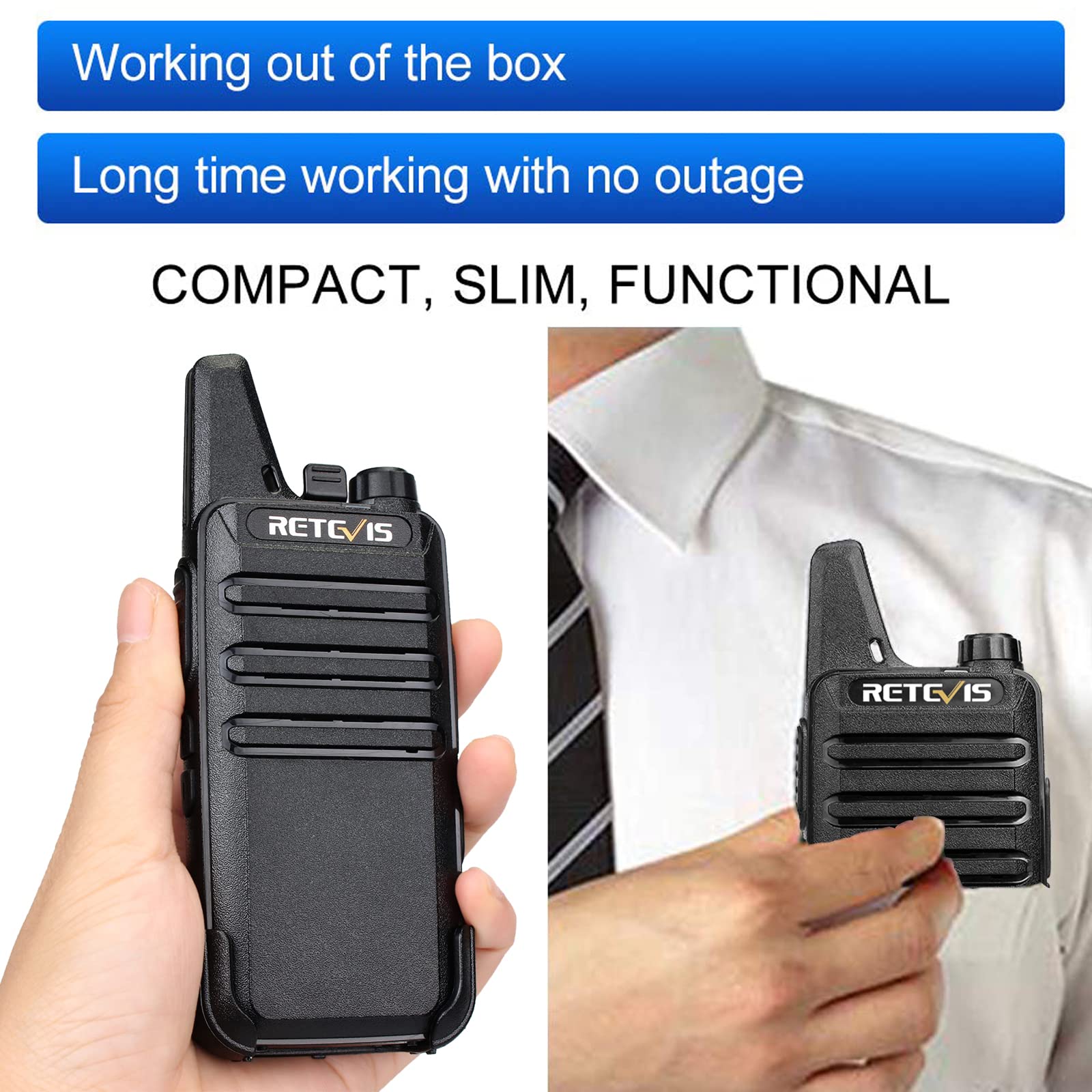 Retevis RT22 Walkie Talkies (6 Pack) with Headset - Rechargeable Two-Way Radios for Hands-Free Communication - Ideal for Construction, Hiking, and Outdoor Adventures