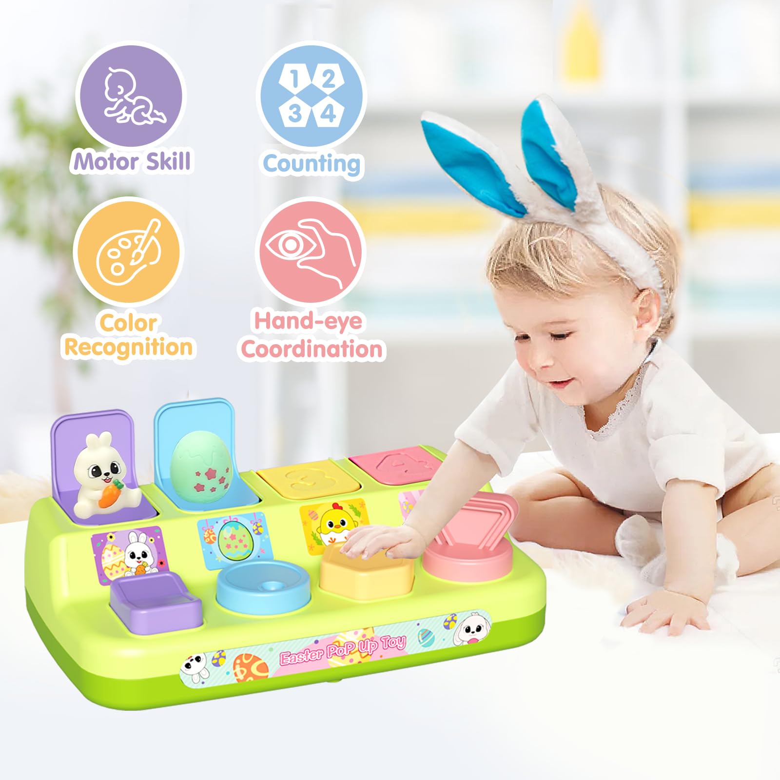 Interactive Pop Up Toys for Toddlers - Montessori Cause & Effect Learning Toys for Babies 18-24 Months - Easter Basket Stuffers & Toddler Gifts for 1-2 Year Olds - Perfect for Early Childhood Development & Sensory Play