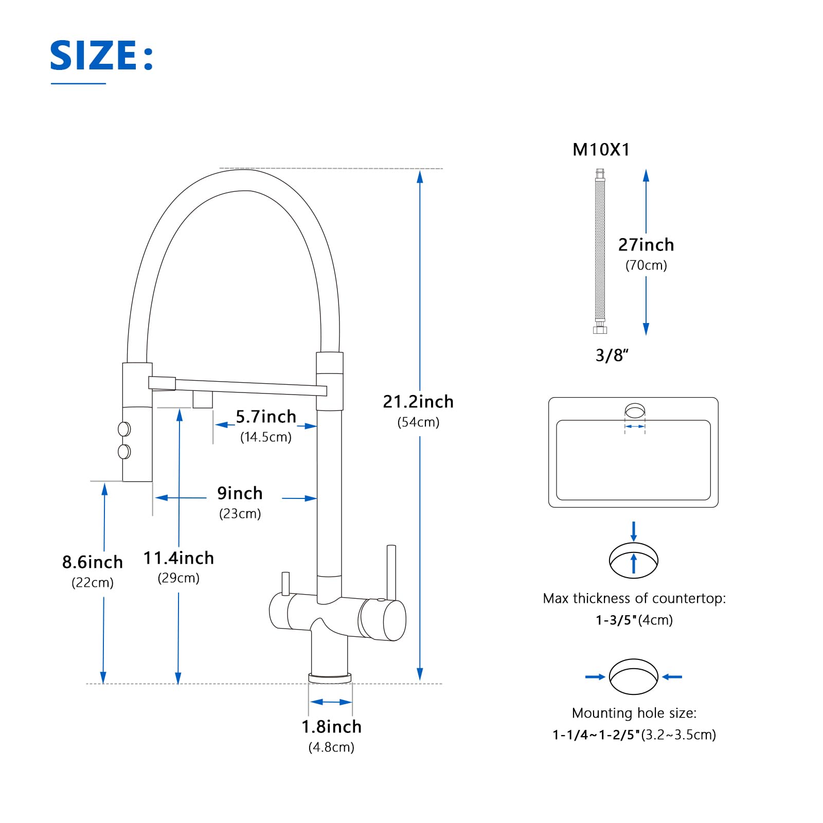 3-Way Kitchen Faucet with Water Filter - Pull Down Sink Faucet & Drinking Water Faucet - Brushed Nickel Finish - Magnetic Spray Nozzle - Perfect for Modern Kitchens, Home Renovation & Water Purification Systems