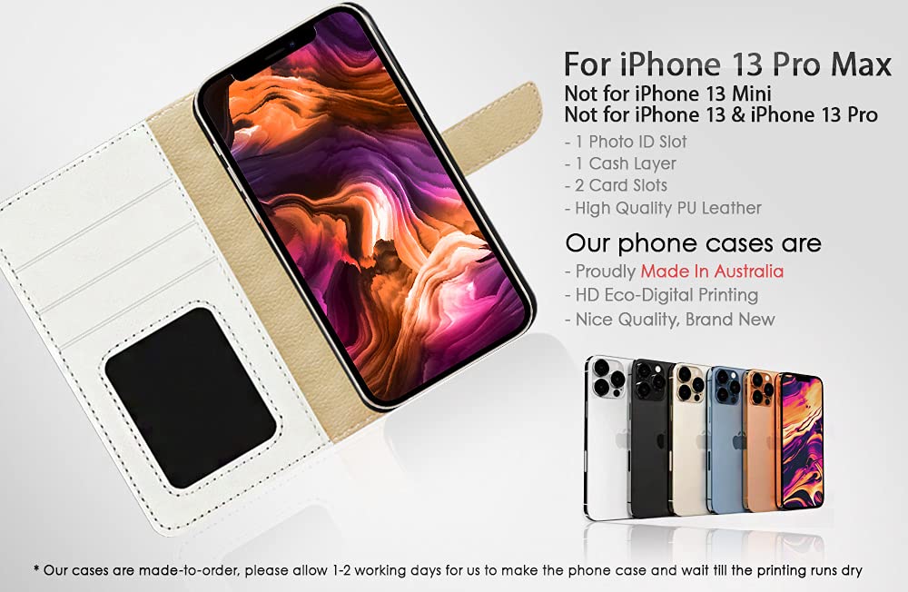 Premium Flip Wallet Phone Case for iPhone 13 Pro Max - Snow Wolf Design (A23033) | Slim Protective Cover with Card Slots | Perfect for Business, Travel & Everyday Use