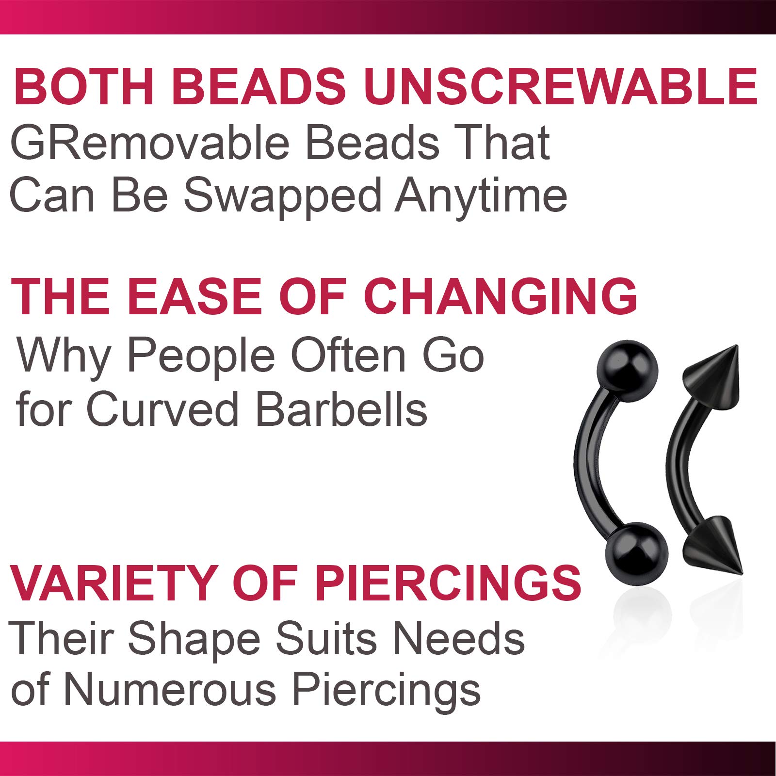 16G Surgical Steel Curved Barbell Earring - Cartilage, Eyebrow, Lip, Conch, Rook Piercing Jewelry with Spike Balls | Perfect for Daily Wear, Parties & Body Art