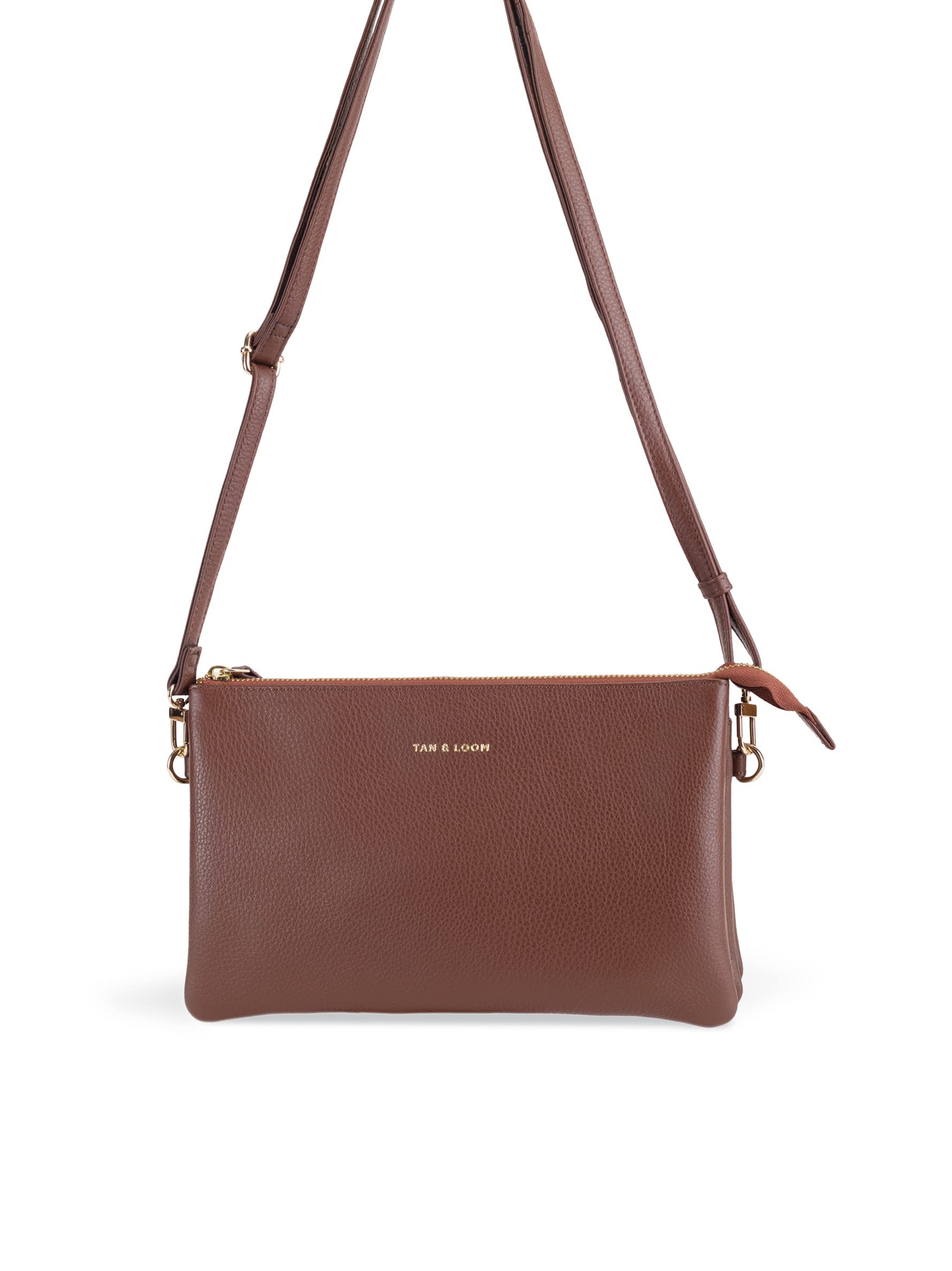 Tan & Loom Women's Genuine Leather Crossbody Sling Bag - Medium Espresso Brown Handbag for Everyday Use, Travel & Work | Stylish & Durable Purse