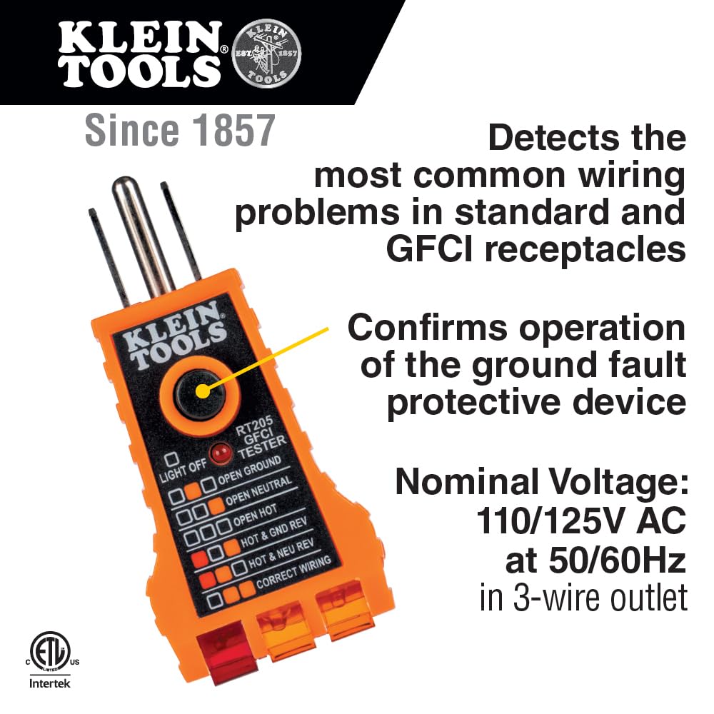 Klein Tools NCVT1PKIT Non-Contact Voltage Tester Kit (50-1000V AC) with GFCI Outlet Tester - 2-Piece Electrical Testing Set for Home, Electricians & DIY Projects