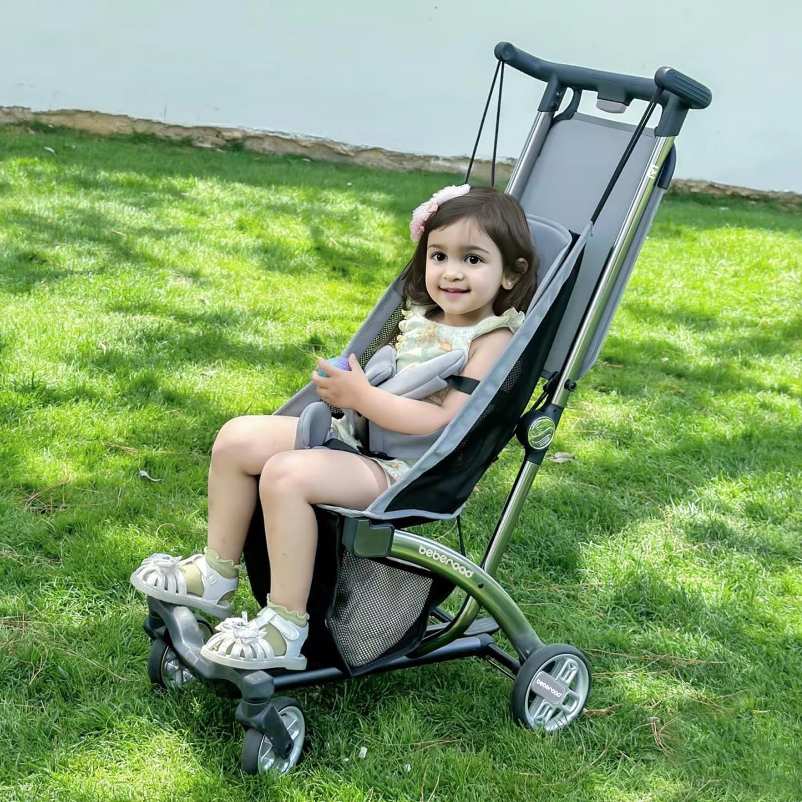 Beberoad R1 Auto-Folding Ultra Lightweight Baby Stroller for Travel - Compact Airplane-Friendly Stroller for Infants & Toddlers (6-36 Months), Only 11.5 lbs, Converts to Double Stroller, Gray - Perfect for Air Travel, Shopping & Everyday Use
