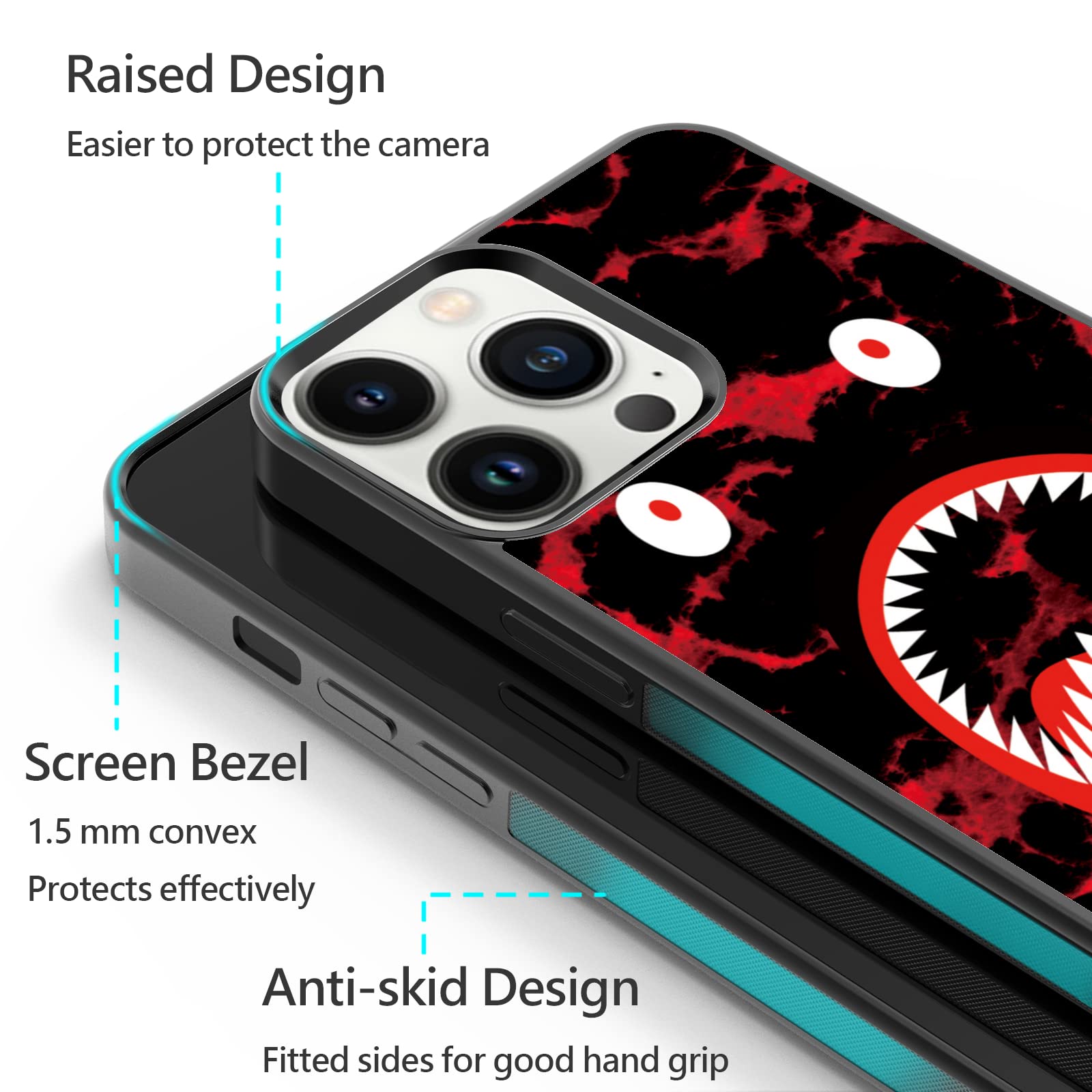 FANXI Marble Shockproof Protective Phone Case for iPhone 13 Pro Max (6.7 Inch) - Trendy Bape Design Cute Cool Cover for Men Women Boys Girls (Red/Black) | Perfect for Daily Use, Travel & Gift Giving