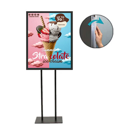 Double Pole Floor Stand 16x24 Sign Holder | 1 1/4