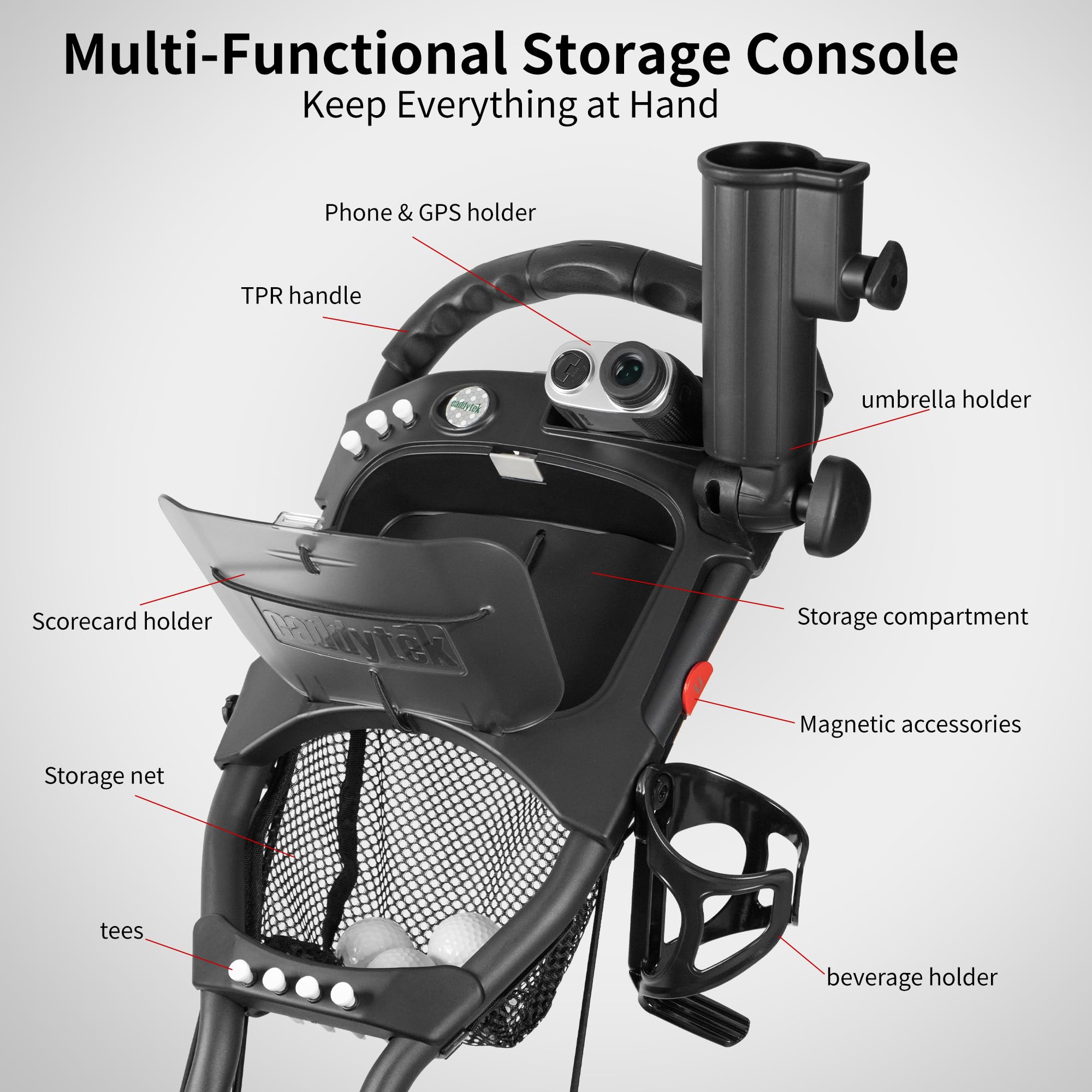 Caddytek CaddyLite ONE Swivel Golf Push Cart - Version 8 | Lightweight & Durable Golf Caddy for Easy Maneuvering on the Course | Perfect for Walking Golfers & Practice Rounds