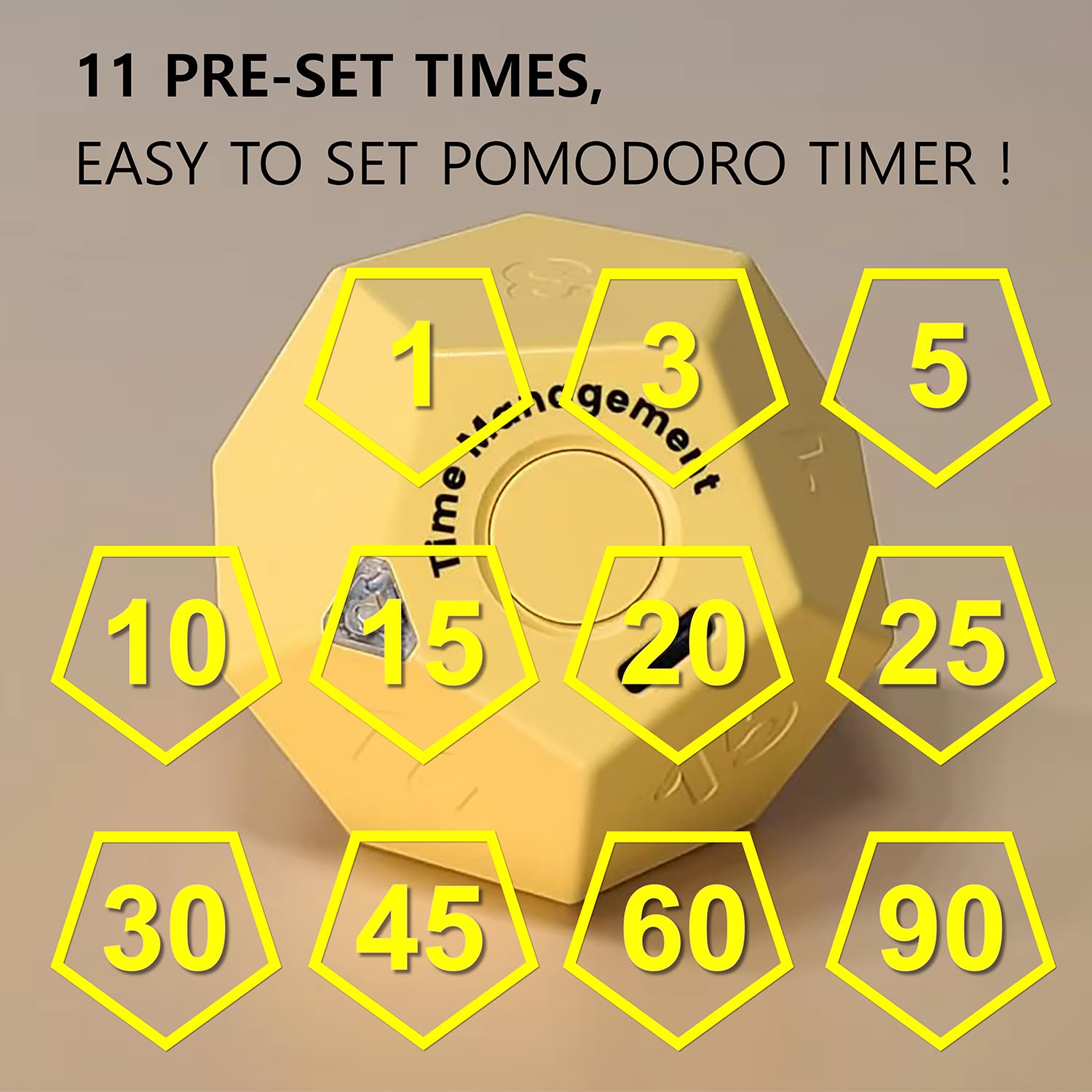 Rechargeable Cube Pomodoro Timer - Cute Small Timer for Kids, Classroom, Kitchen Cooking, Workout & Study Countdown - Time Management Tool for Focus & Productivity (Honey Yellow) - Perfect for Home Office, School & Yoga Studio