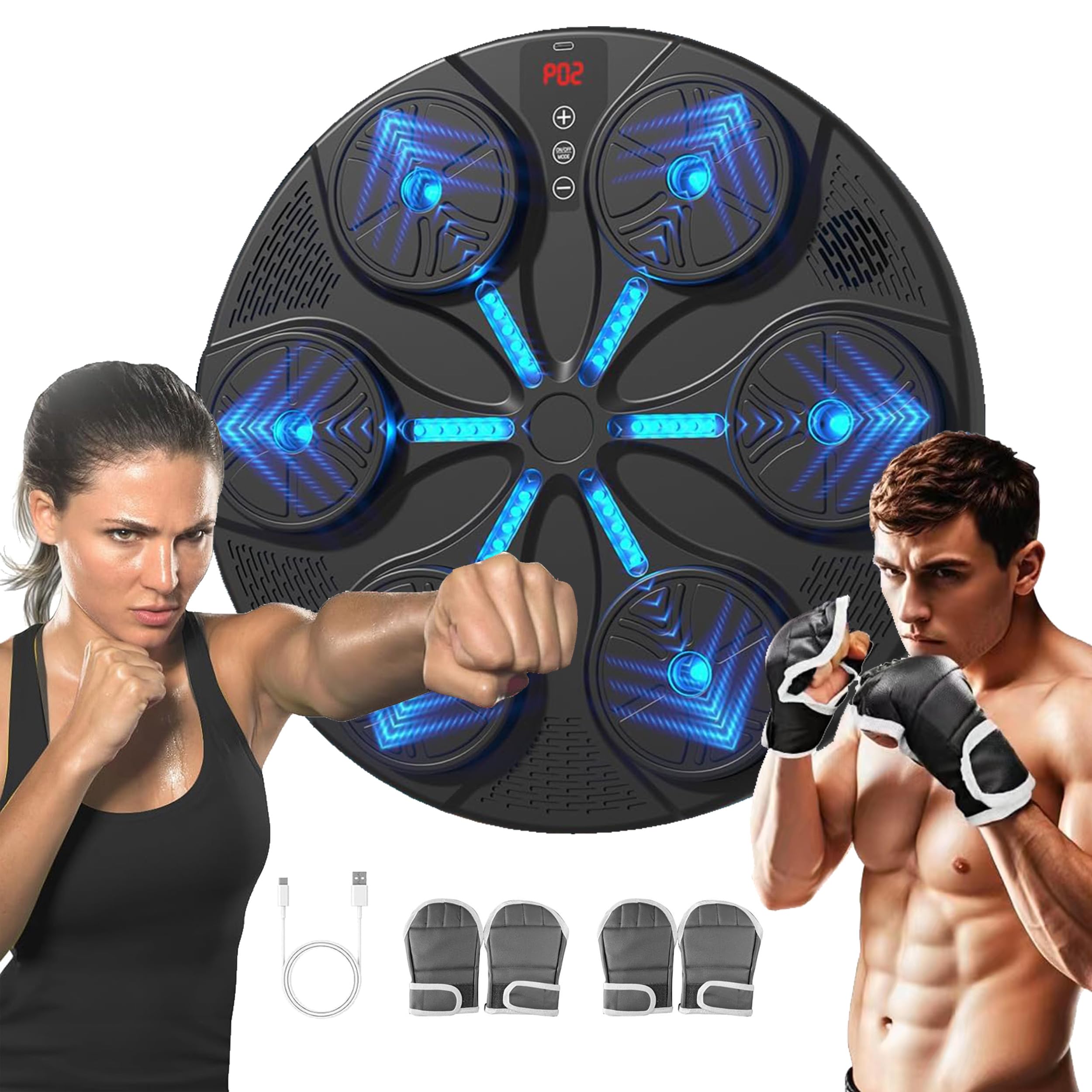 2025 Smart Boxing Machine with 2 Pairs of Gloves - Wall Mounted Home Gym Equipment for Cardio & Strength Training | Perfect for Home Workouts, Boxing Practice & Fitness Enthusiasts