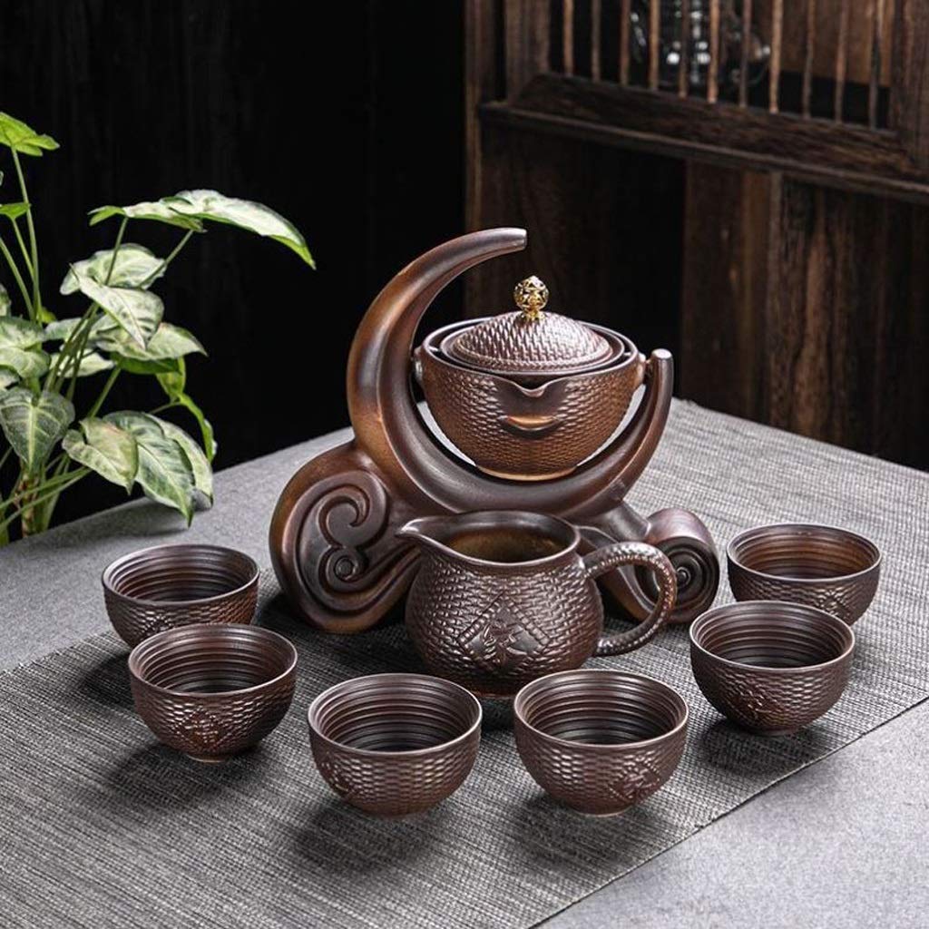 Premium GLXLSBZ Ceramic Stone Grinding Semi-Automatic Kung Fu Tea Set - Traditional Chinese Tea Ceremony Supplies for Home, Office & Zen Meditation | Handcrafted Tea Brewing Kit with Creative Design