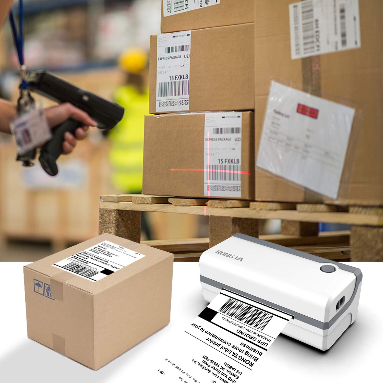 Rongta RP420 4x6 Thermal Shipping Label Printer - Commercial Desktop Barcode Printer for Small Business | Compatible with Amazon, USPS, Canada Post, eBay, Etsy, Shopify | Perfect for E-commerce Packaging & Warehouse Labeling