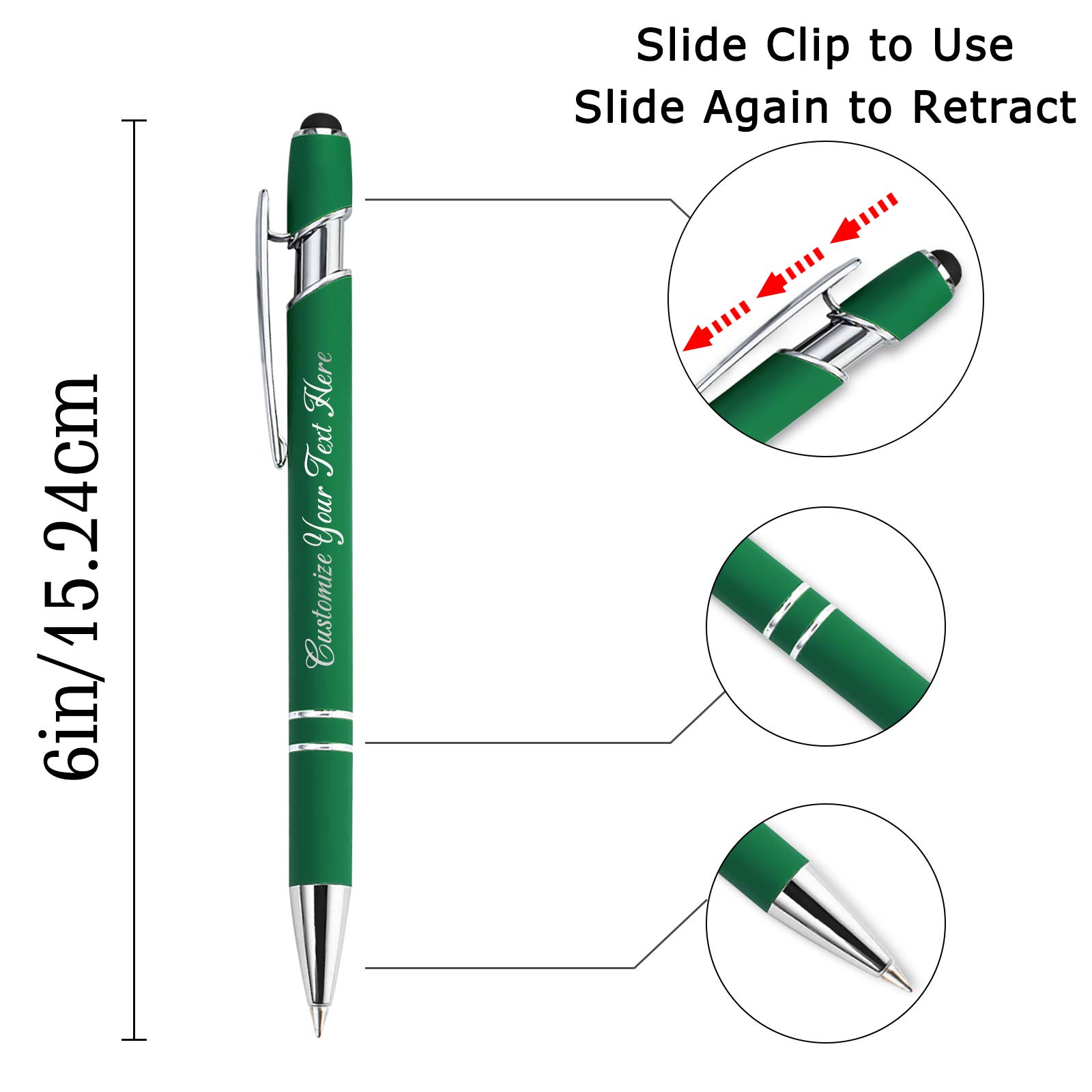 96 Pack Personalized Custom Pens with Stylus Tip - Engraved Ballpoint Pens for Men & Women - Bulk Office Supplies with Black Ink - Perfect for Birthday Gifts, Graduation Presents & Corporate Events